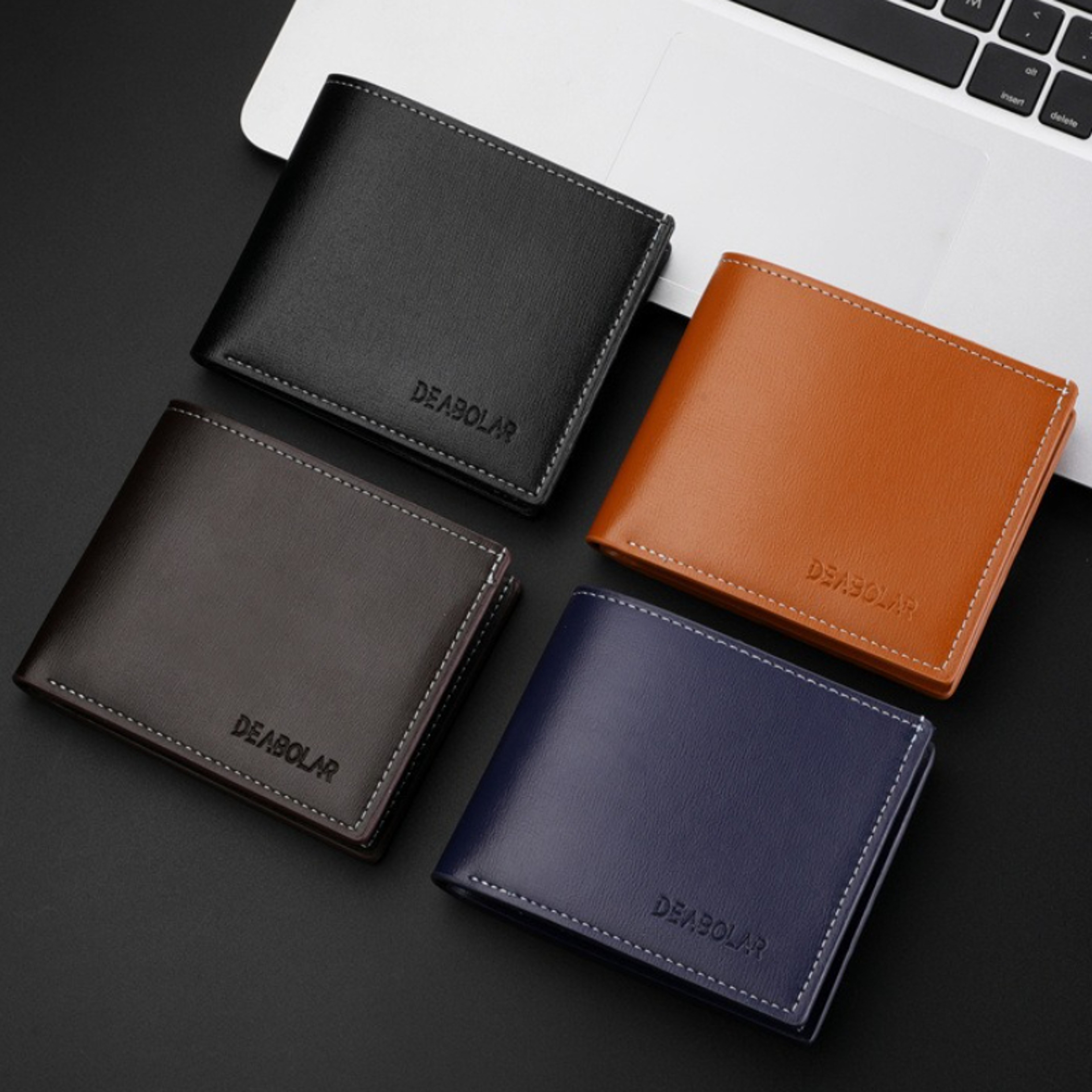 Men PU Leather Short Wallet, Slim Bifold Multi Card Holder Purse With ID Window, Folding Casual Credit Wallet – view 1