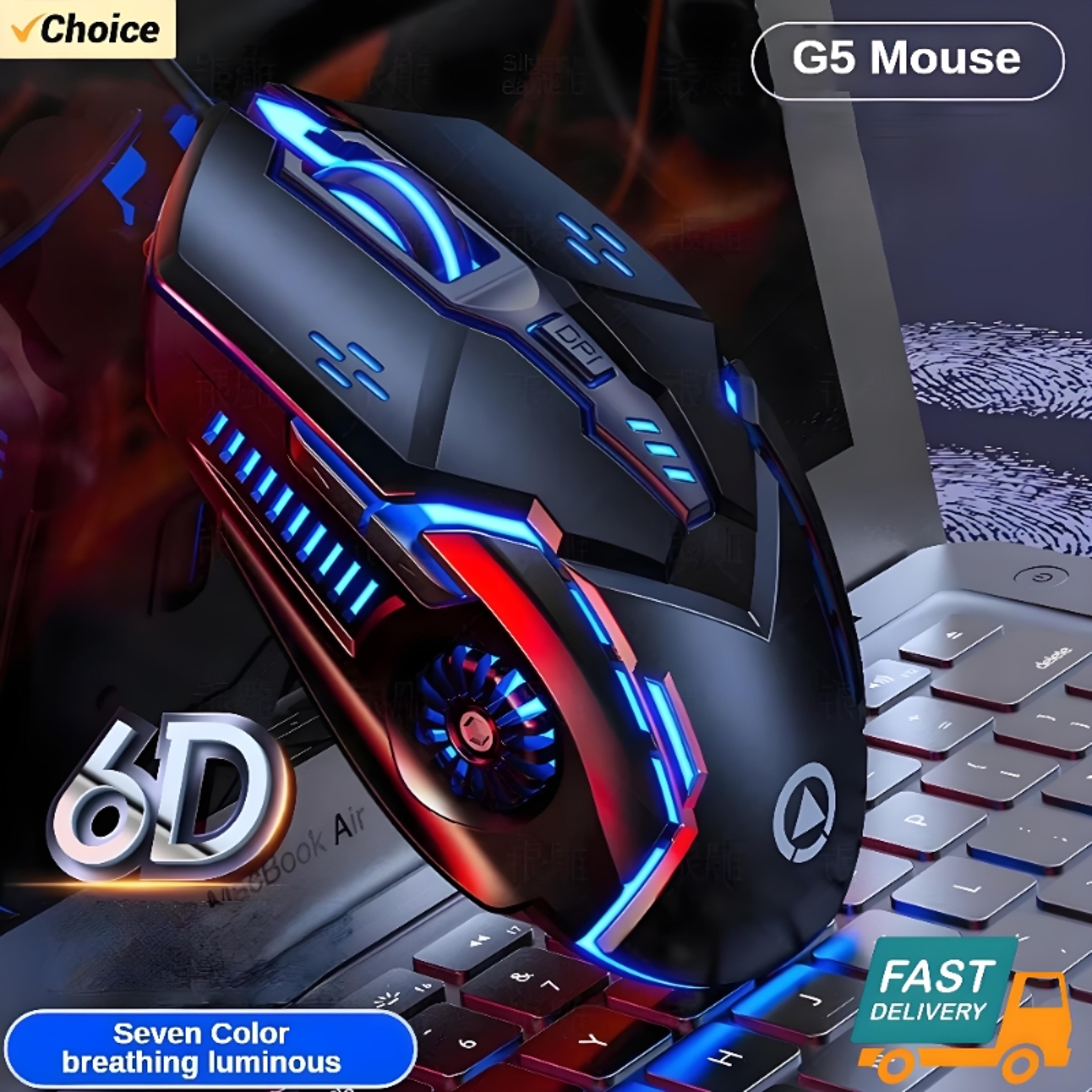 Original G5 Wired Mouse with Backlight, 6 Programmable Keys, High Sensitivity Gaming Mouse for Game Computer Tablet PC – view 1