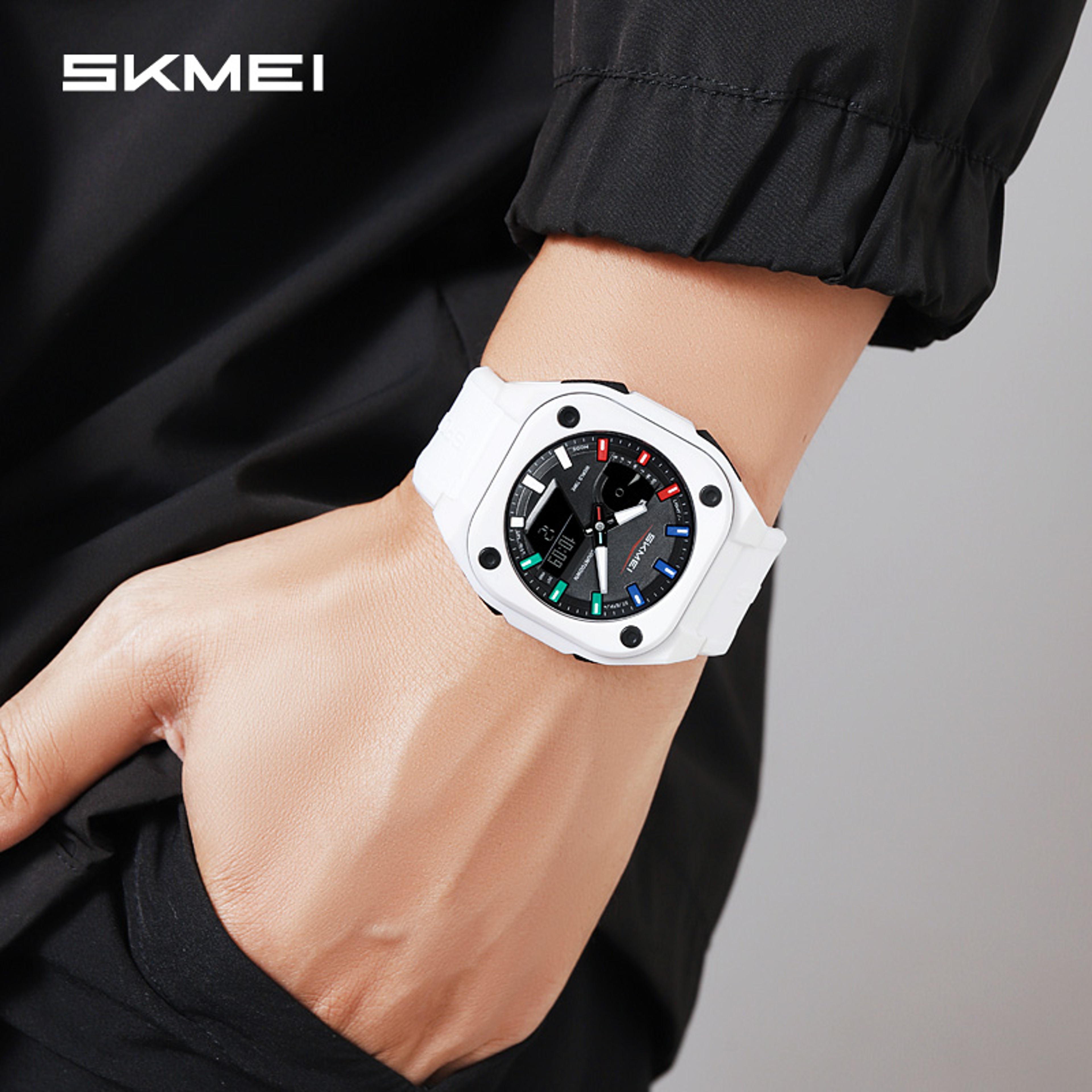 Men Dual Time Electronic Watch, 5 Alarm, Countdown Timer, Waterproof with Date, Week, Daylight Saving – view 2