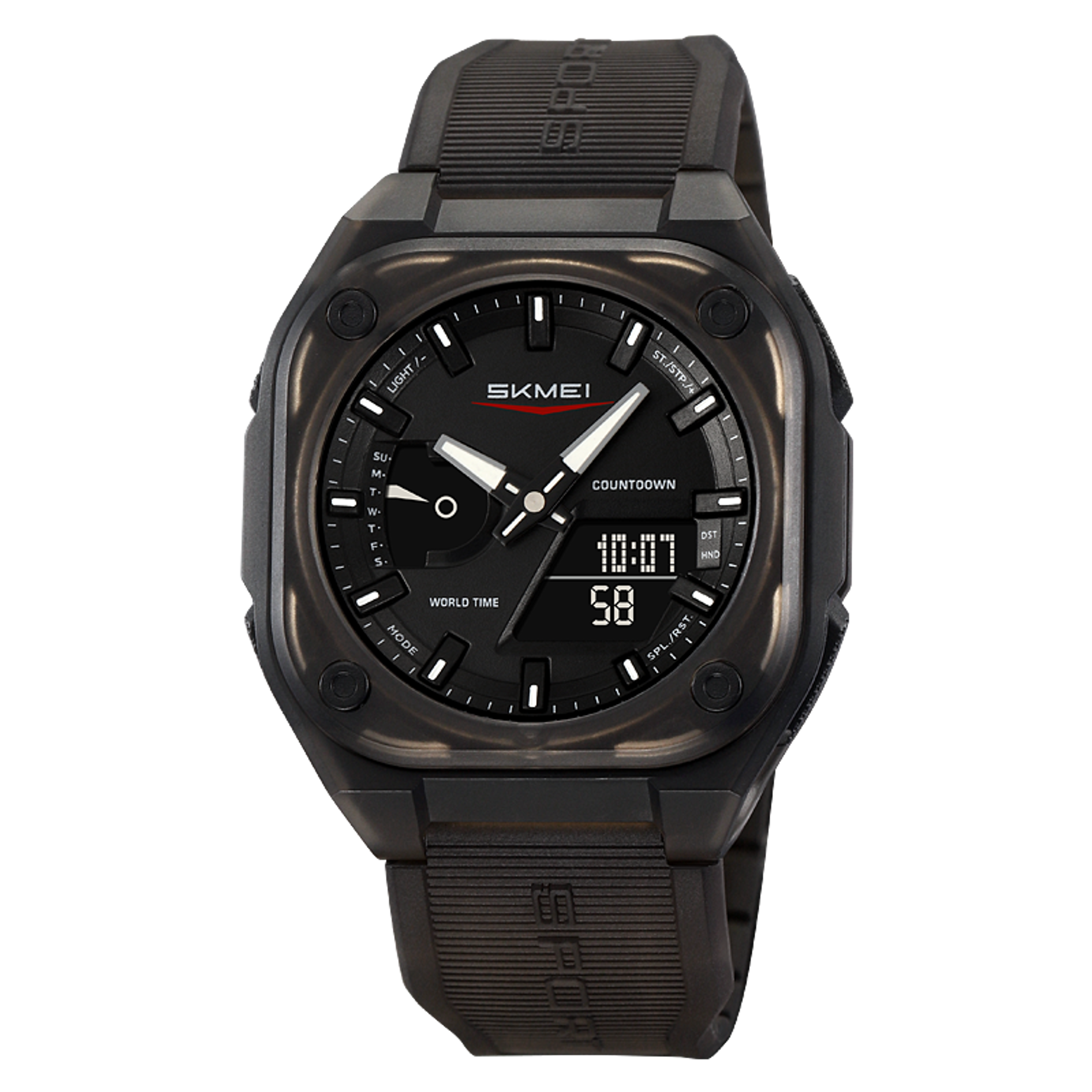 Men Dual Time Electronic Watch, 5 Alarm, Countdown Timer, Waterproof with Date, Week, Daylight Saving – view 7