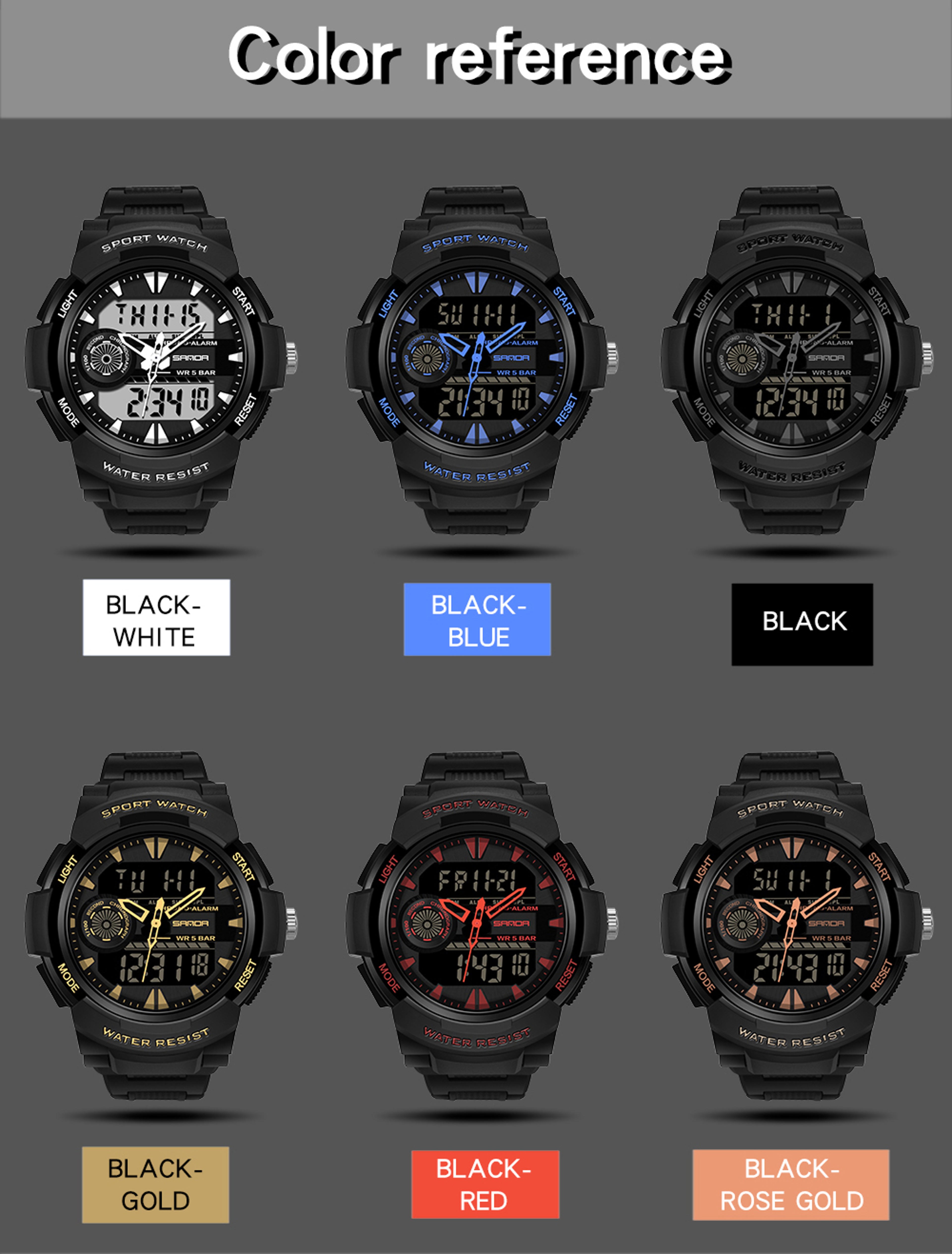 Student Sports Watch, Dual Display Waterproof Digital LED Watch, Multifunction Electronic Student Timepiece – view 6