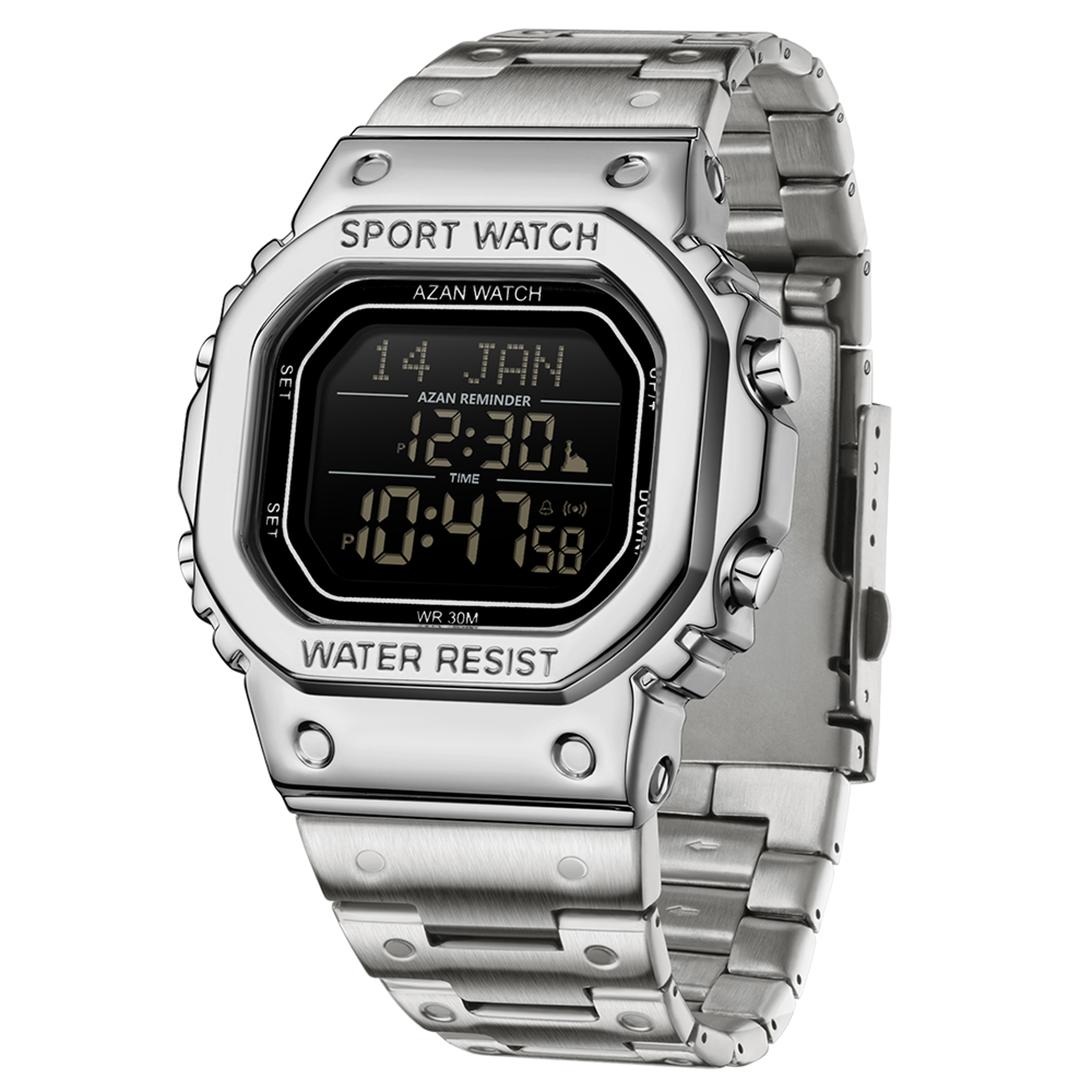 Waterproof Digital Men Watch, LED Chronograph Date Display, Luminous Golden Strap Wristwatch for Mens – view 10