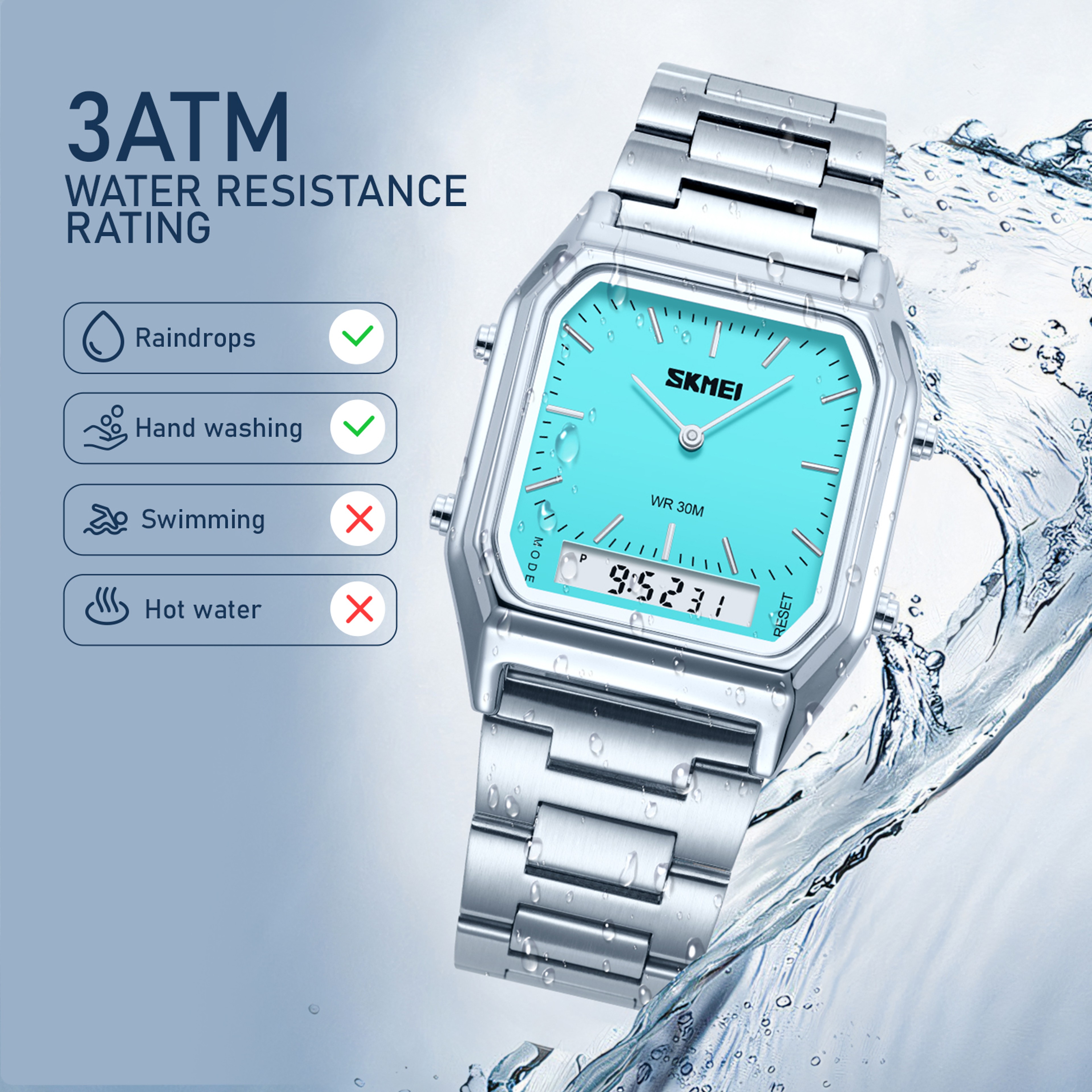 SKMEI Digital Watch for Men Women, Dual Display Quartz Timepiece, 3Time Luminous Waterproof Fashion Wristwatch – view 2
