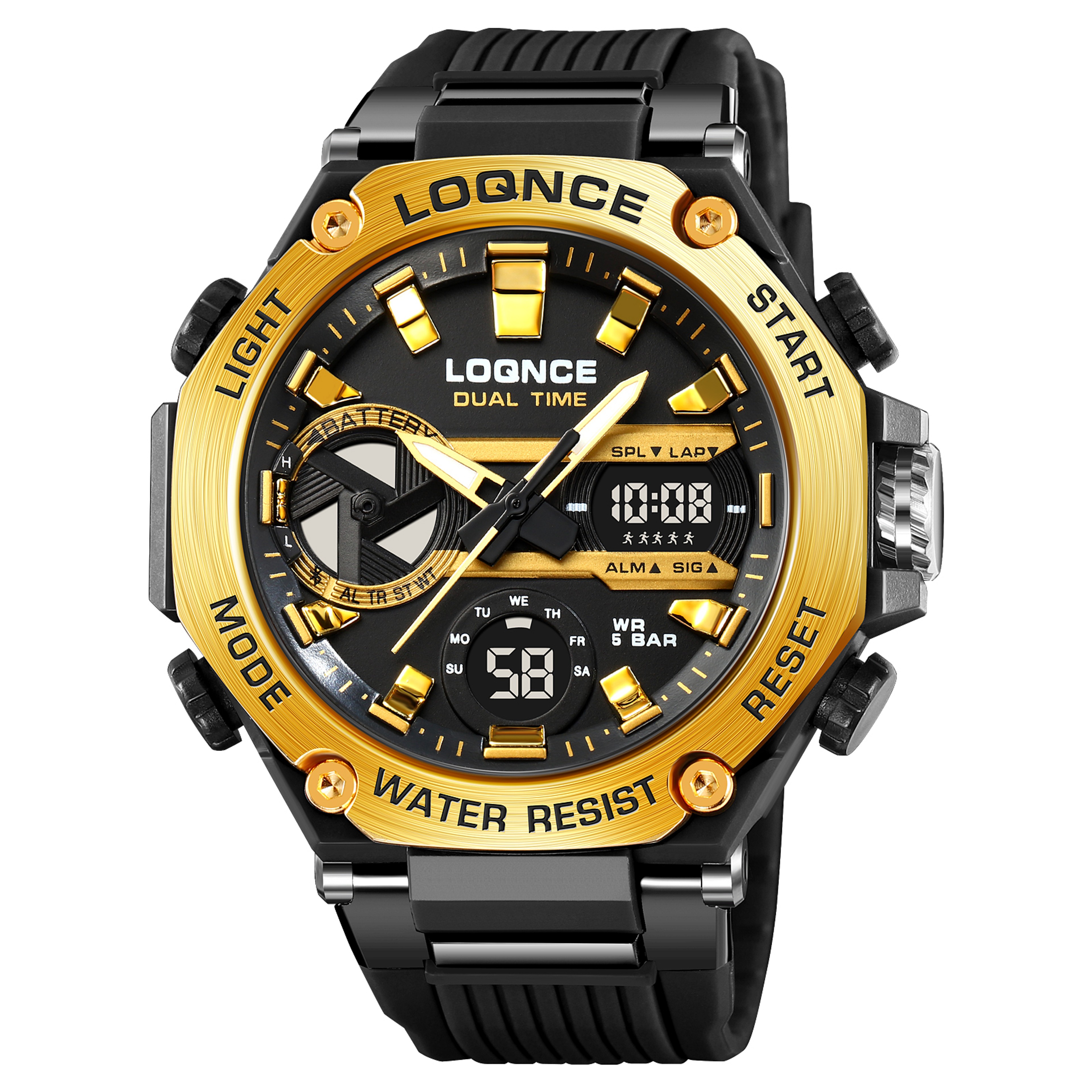 Mens Sport Watches, Digital Double Time Chronograph Watch, LED Chrono Montre Homme Week Display – view 5