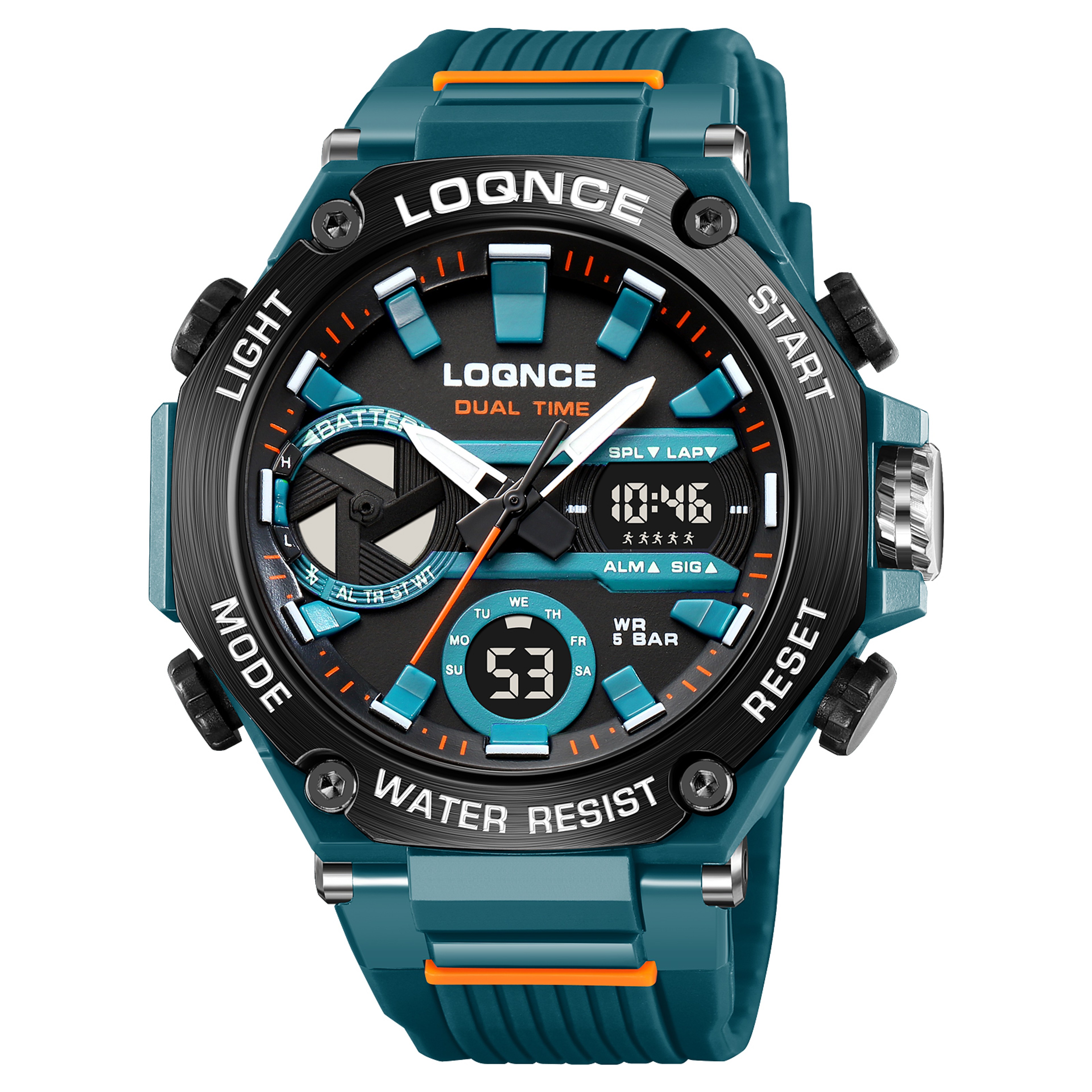 Mens Sport Watches, Digital Double Time Chronograph Watch, LED Chrono Montre Homme Week Display – view 8