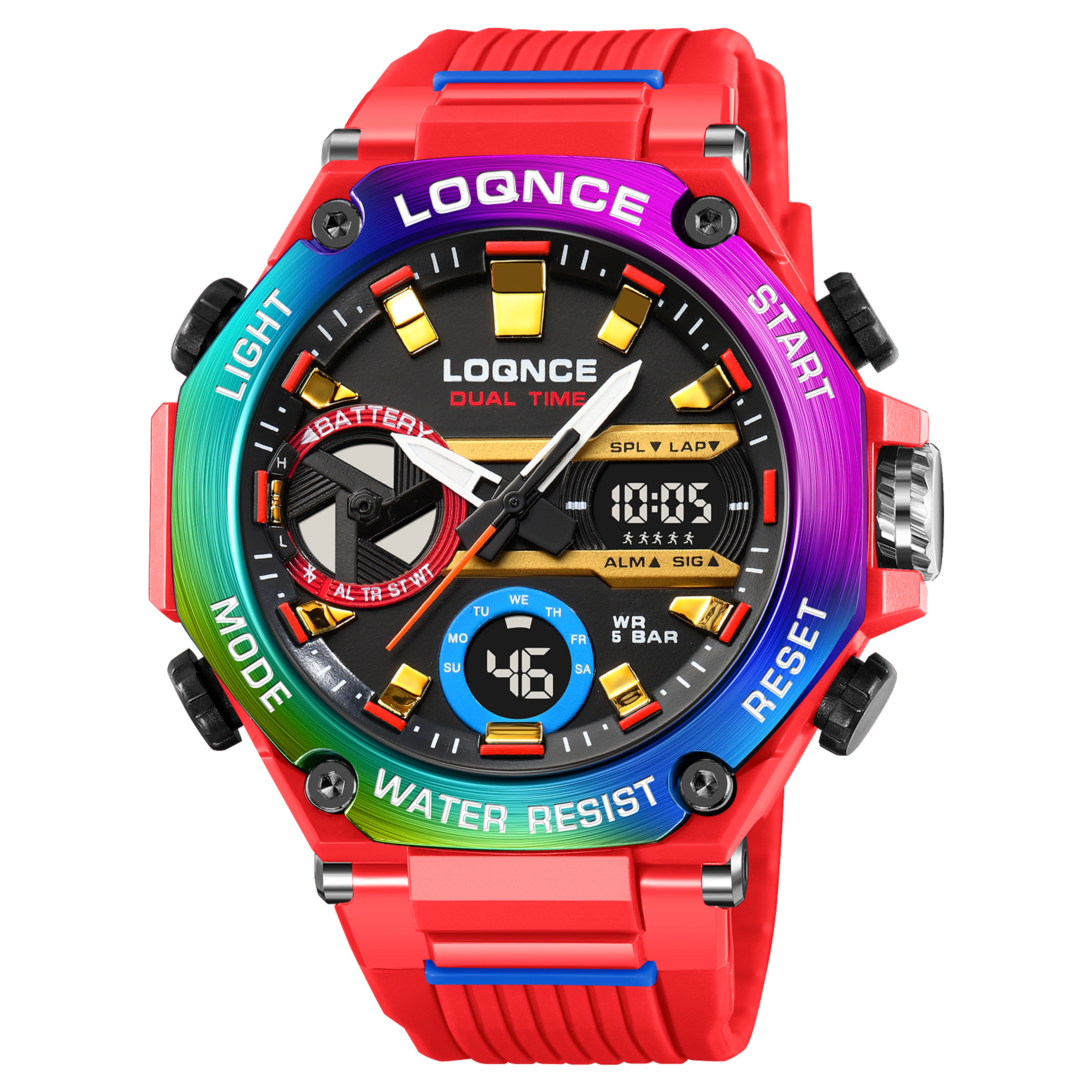 Mens Sport Watches, Digital Double Time Chronograph Watch, LED Chrono Montre Homme Week Display – view 12