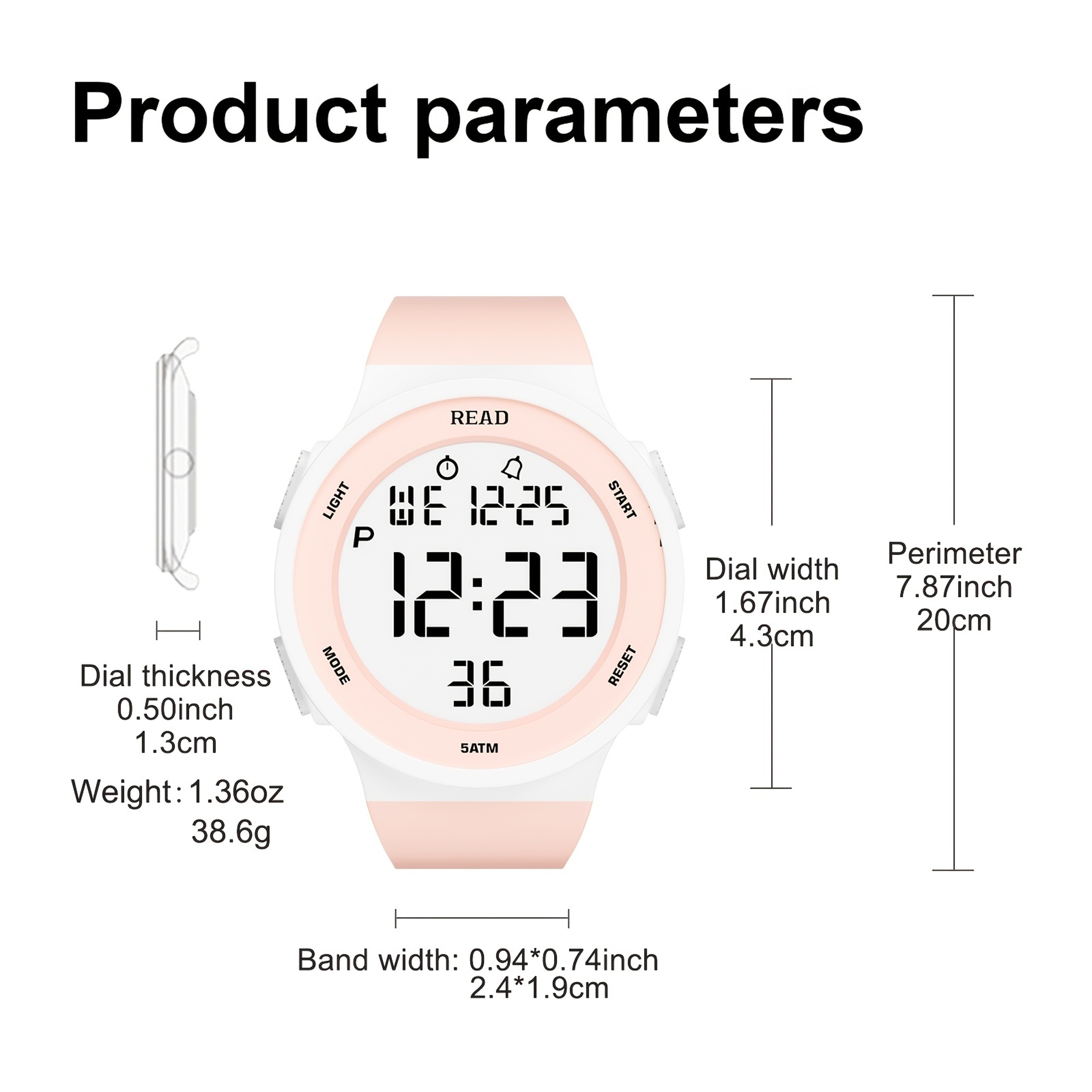 Women Sport Digital Watch with LED HD Display, Waterproof Fitness Tracker, Alarm Chronograph, Silicone Strap – view 6