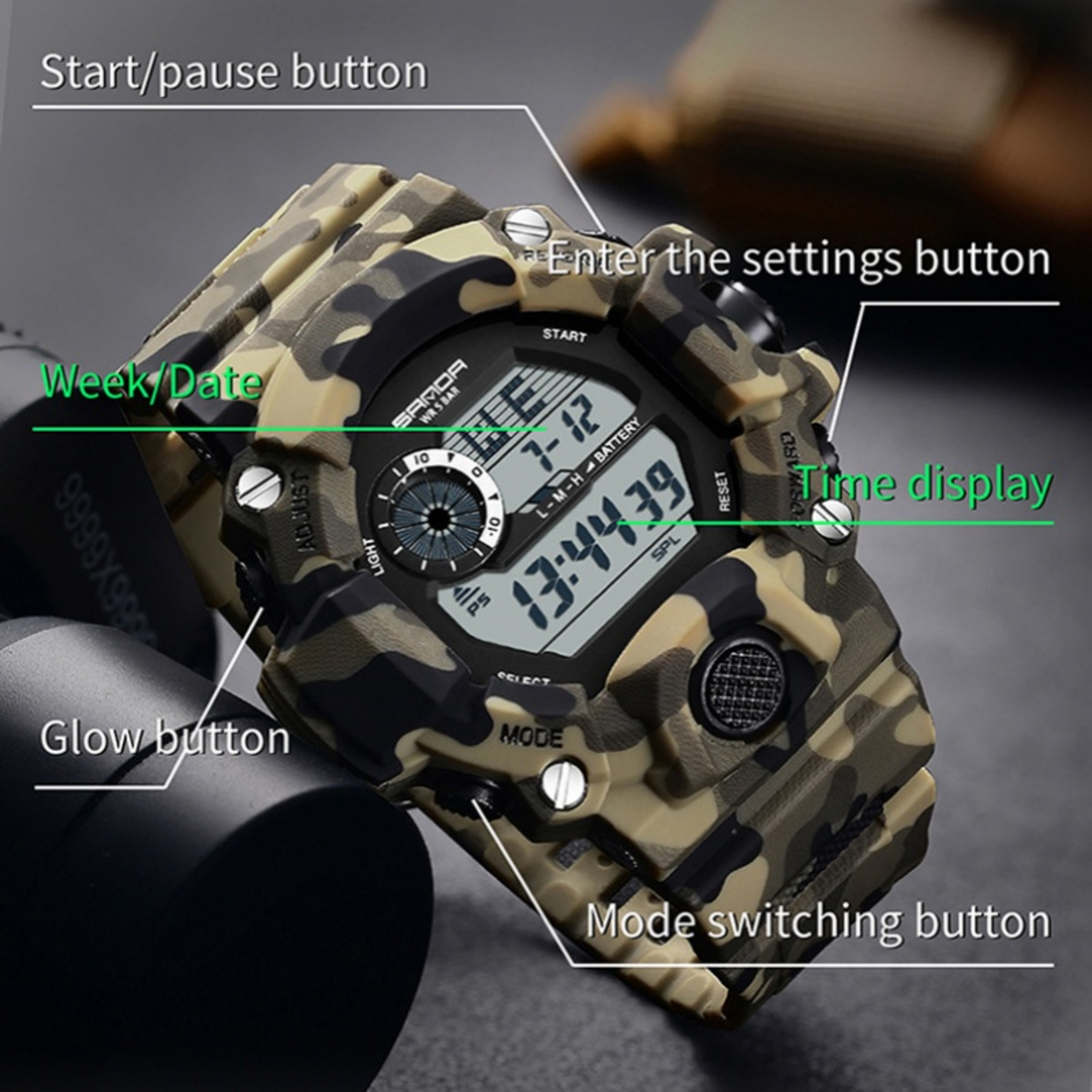 Waterproof Luminous Electronic Watch, Students Digital Watches, Fashion Military Multifunctional Date Alarm Clock – view 5
