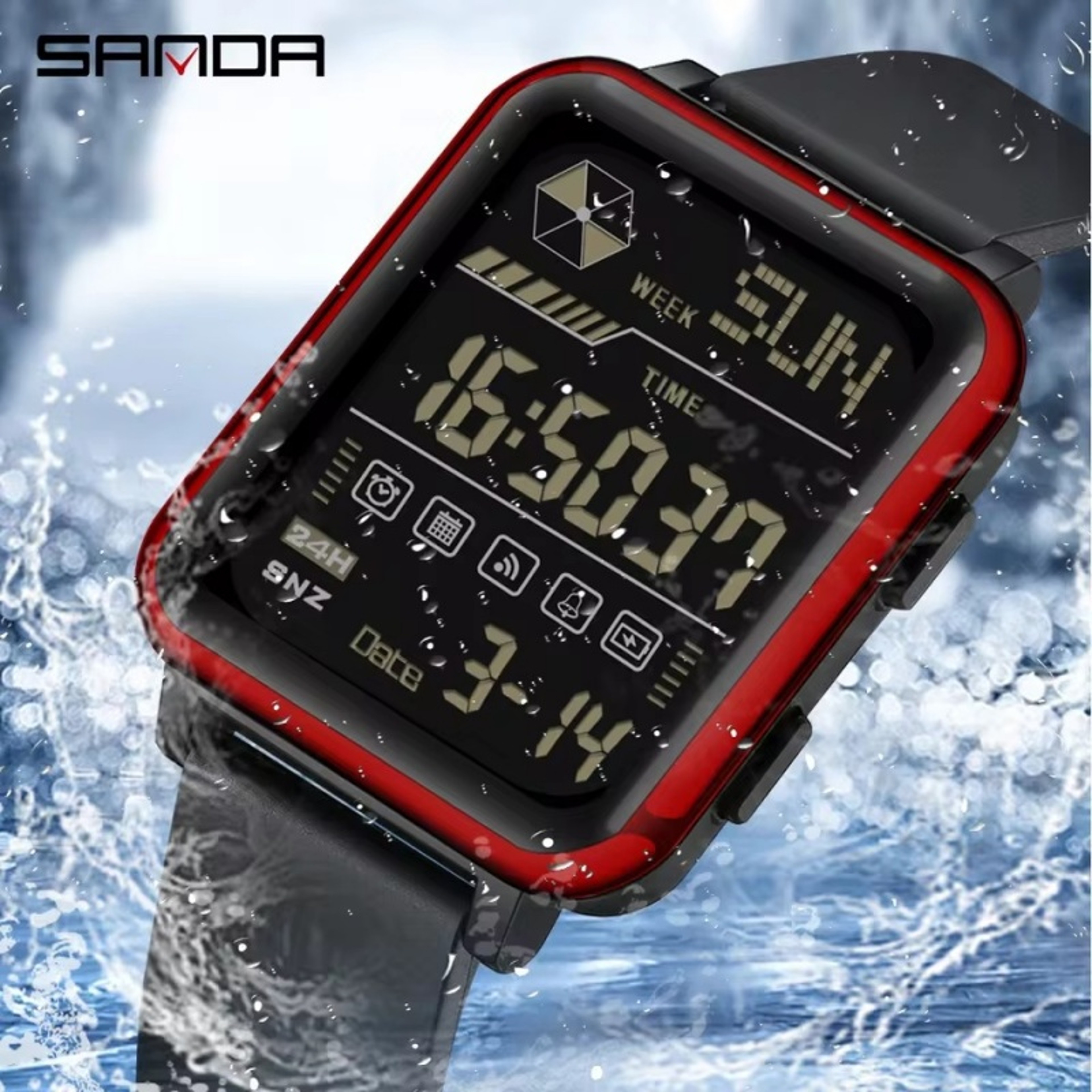 Waterproof Mens Sports Watch Luxury LED Digital Stopwatch Large Dial Night Light Date Week Display 3
