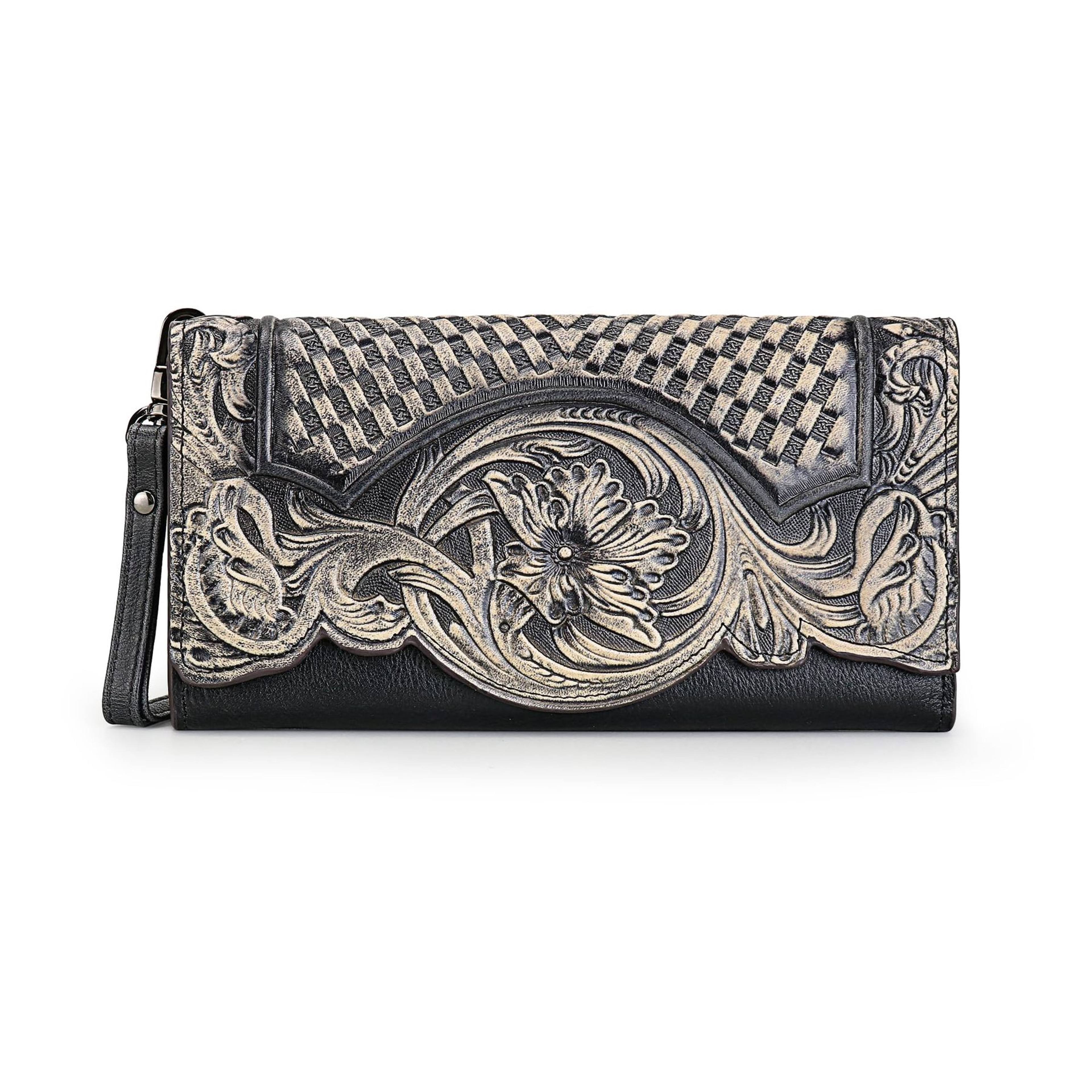 Genuine Leather Long Ladies Wallets For Woman, MOTAORA Vintage Embossed Women's Wallet, Clutch Purse Organizer – view 8