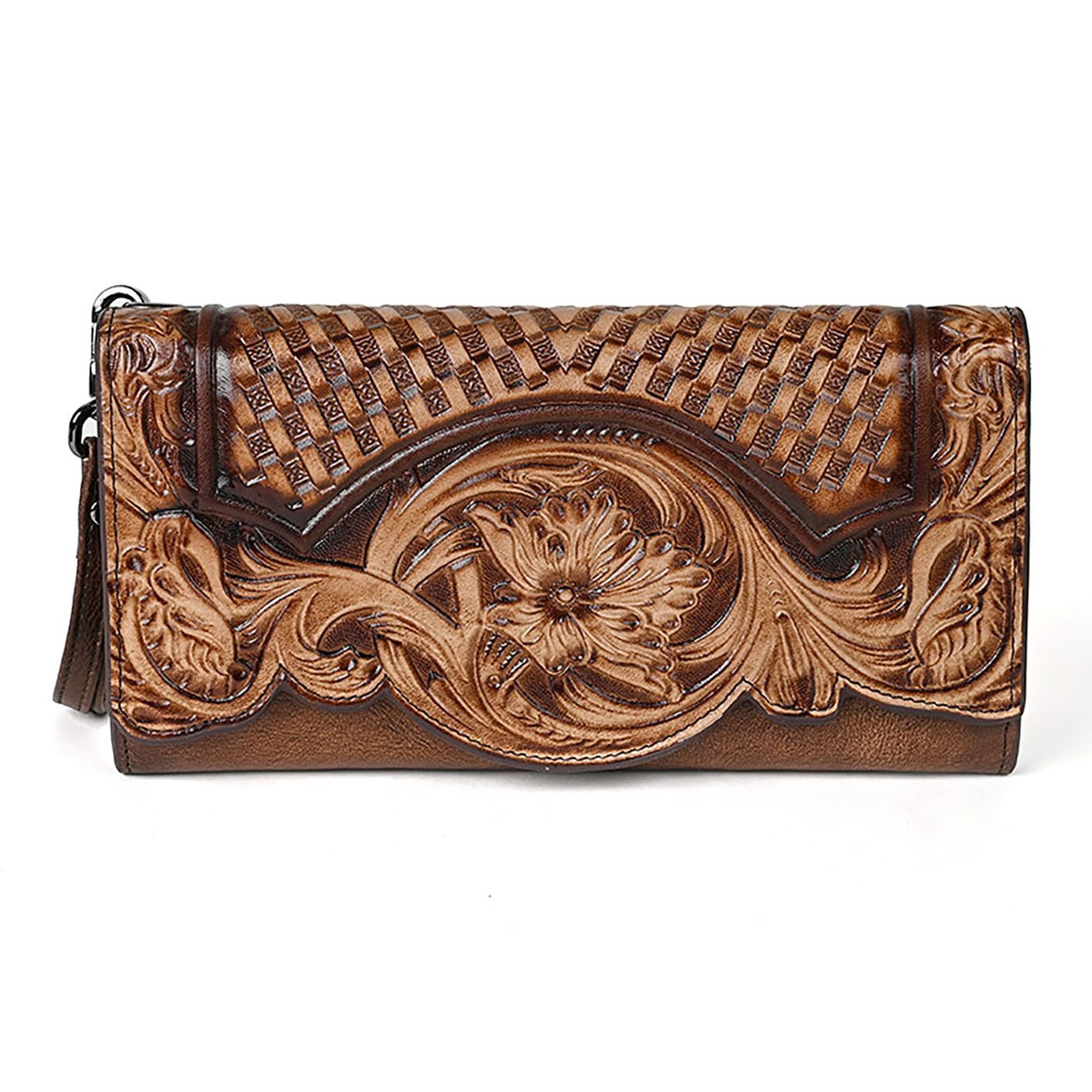 Genuine Leather Long Ladies Wallets For Woman, MOTAORA Vintage Embossed Women's Wallet, Clutch Purse Organizer – view 9