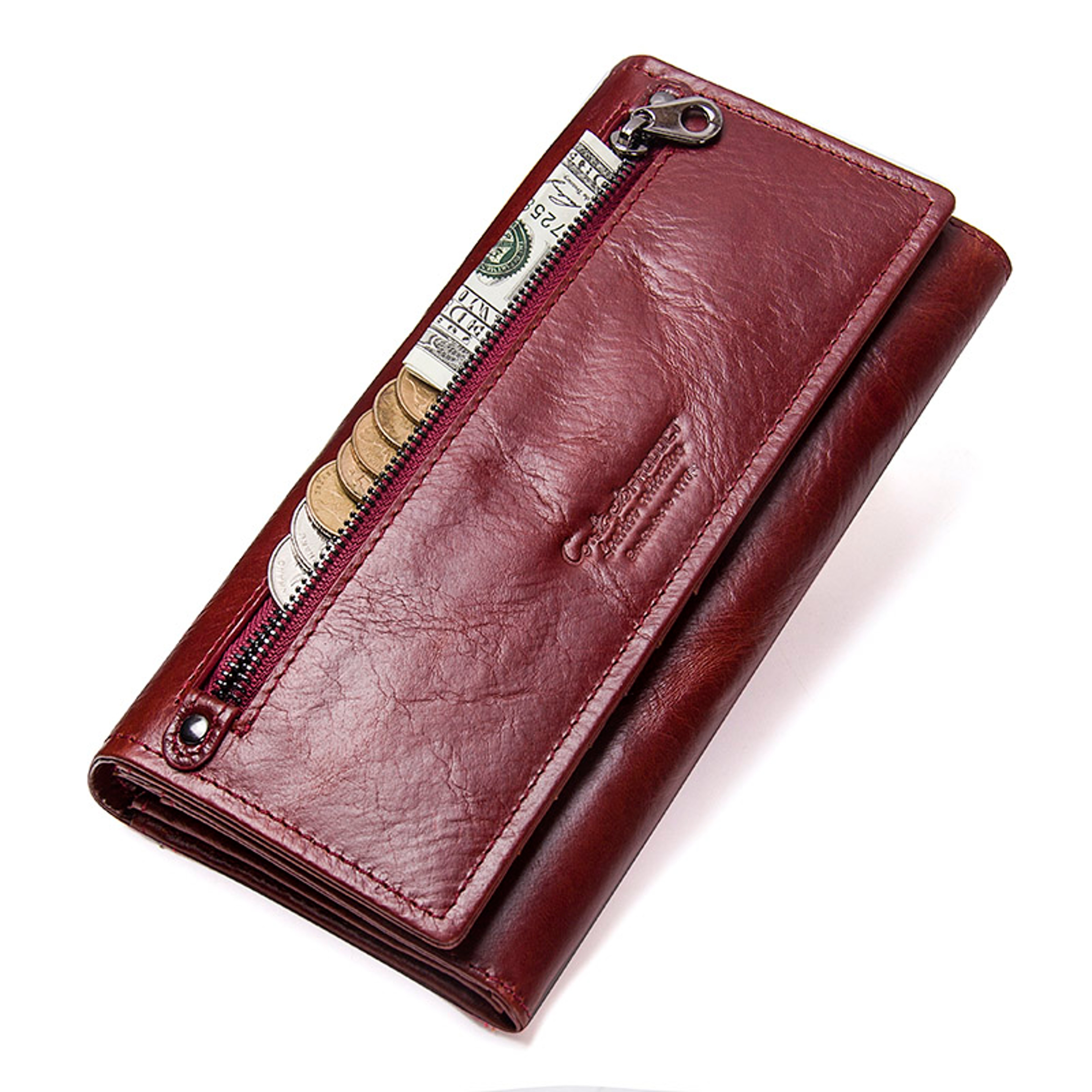 Genuine Leather Women Wallets by Contact's, Female Long Clutch Wallet, Large Capacity Phone Purse Photo Holder – view 7