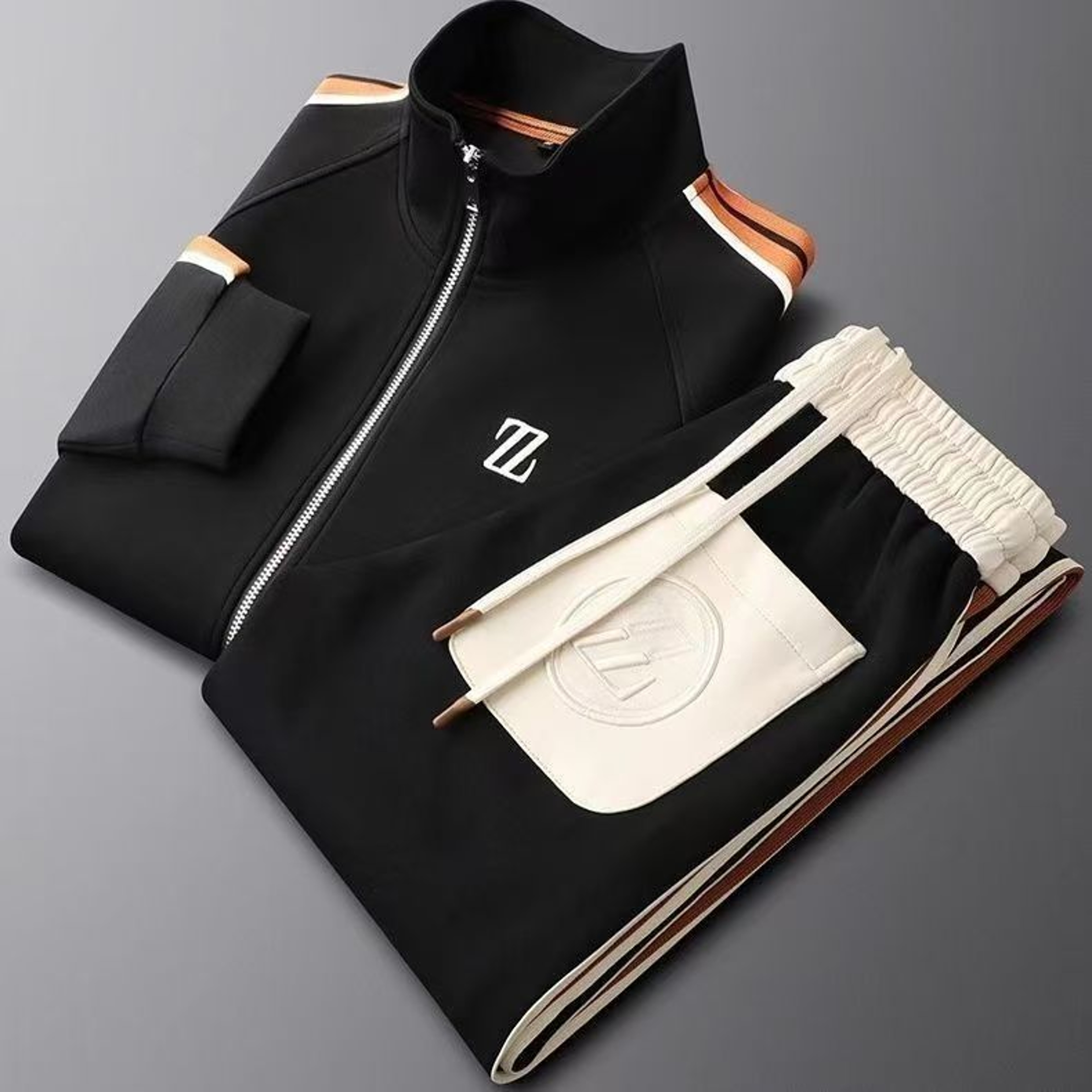 Spring Autumn Fashion Embroidered LOGO Mens Sports Leisure Jacket Pants 2-Piece Set, Youth Street Party Brand Men Set – view 3