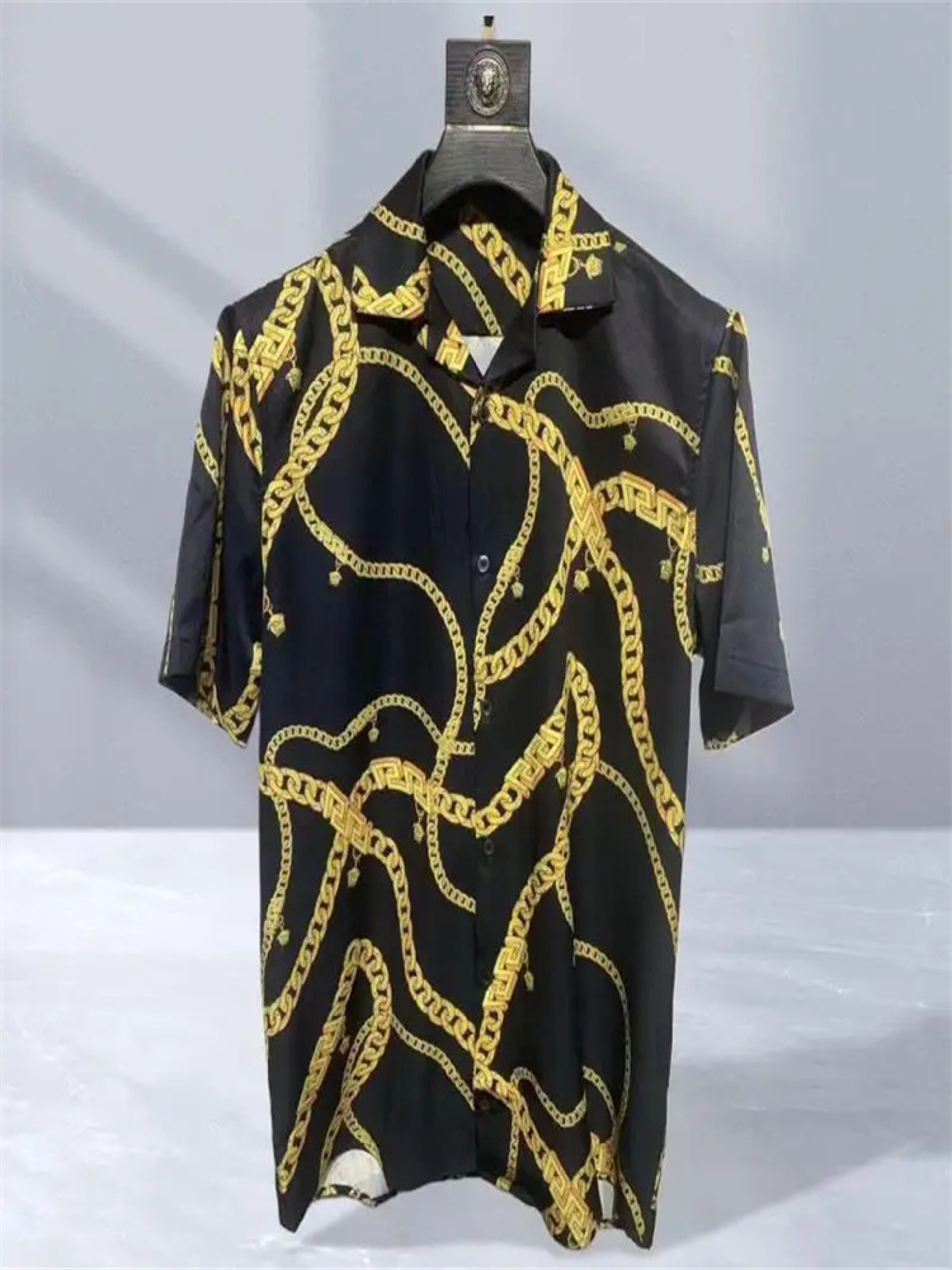 Mens Baroque Print Cuban Collar Short Sleeve Shirt – view 15