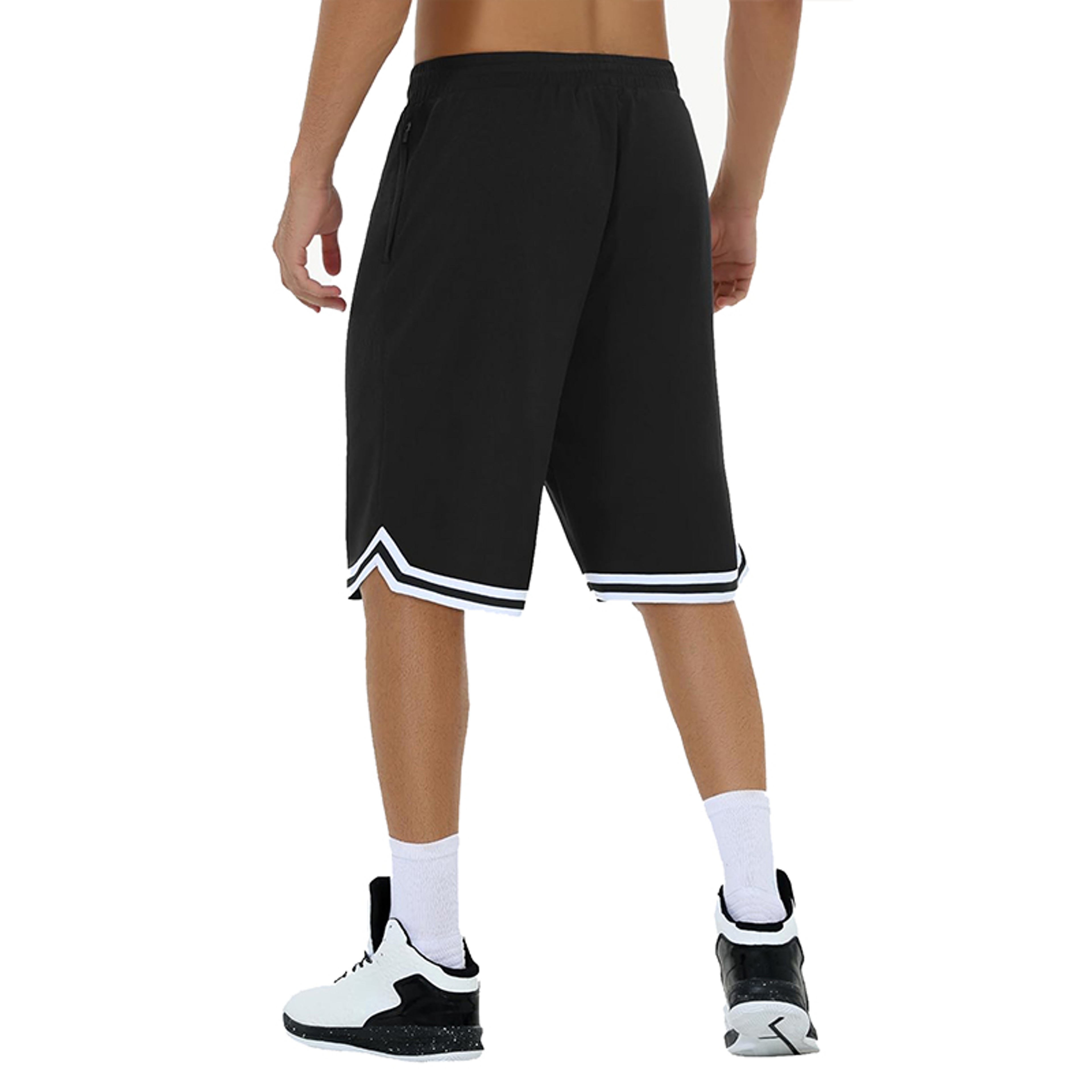 Mens Colorblock Striped Basketball Shorts, Quick Dry Athletic Gym Shorts with Pockets & Drawstring Waist for Workout – view 3