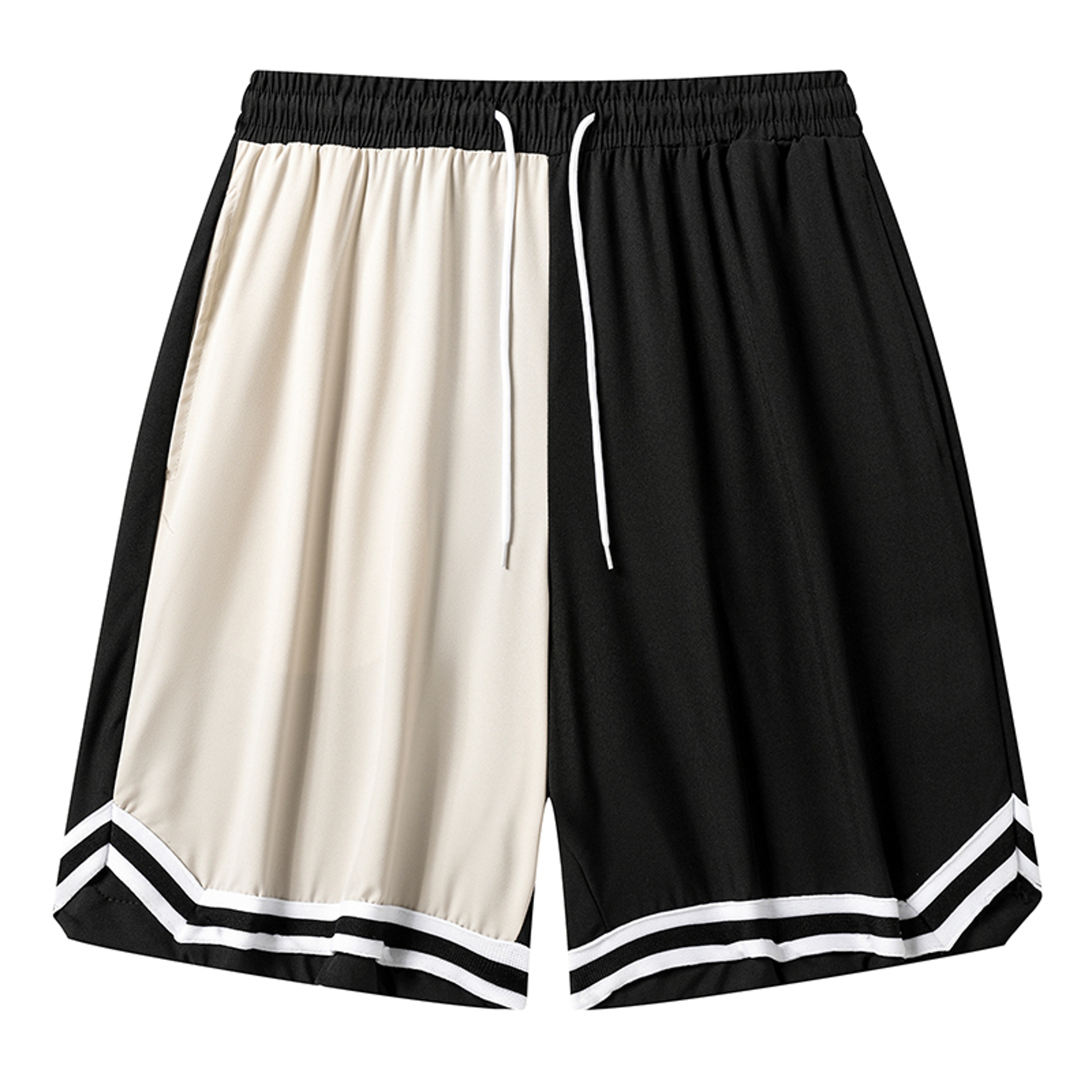 Mens Colorblock Striped Basketball Shorts, Quick Dry Athletic Gym Shorts with Pockets & Drawstring Waist for Workout – view 8