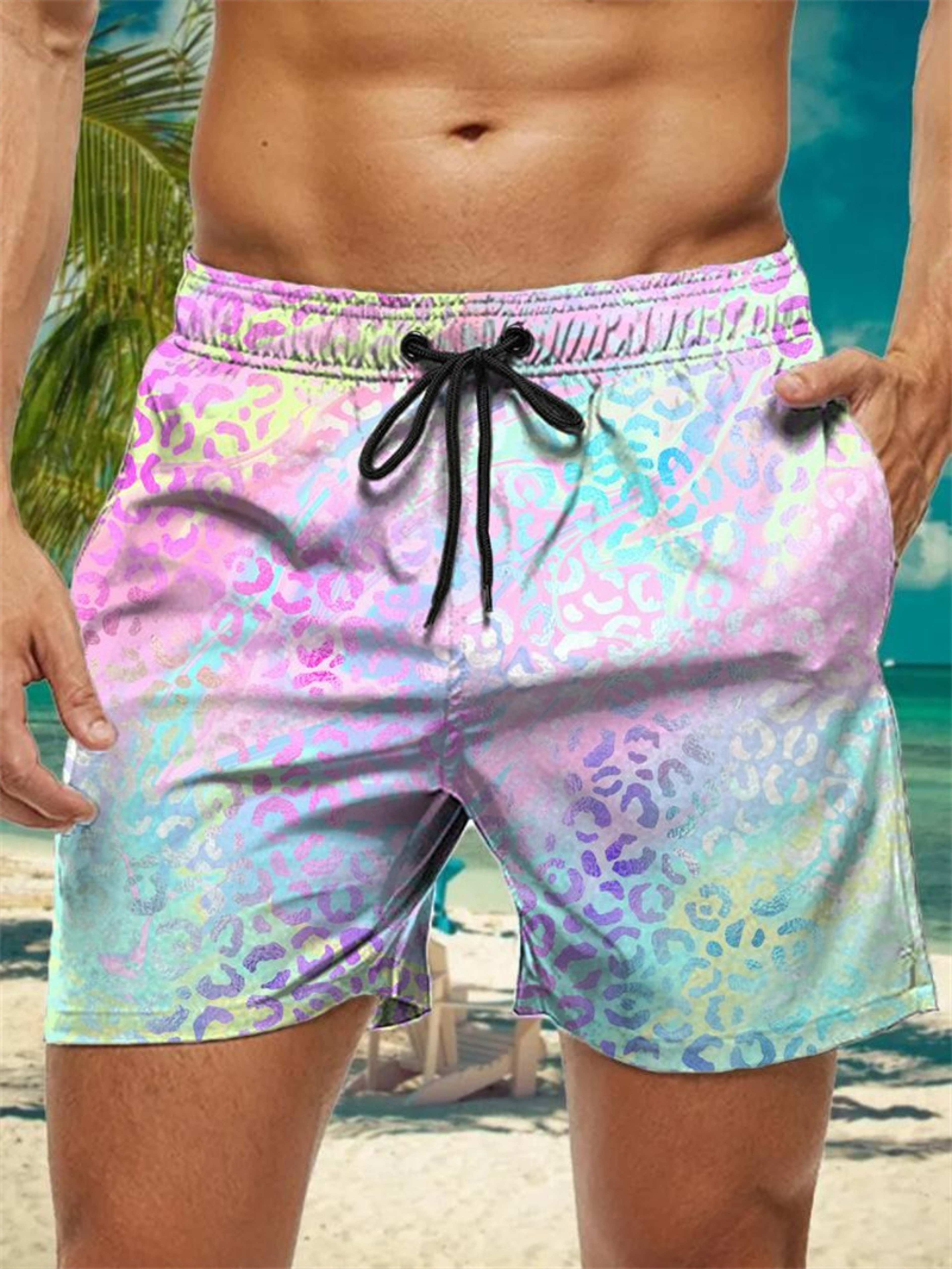 Trendy Floral Graphic Short Pants for Men, 3D Printed Hawaiian Beach Shorts Summer Fashion Vacation Oversized Swim Trunk – view 20