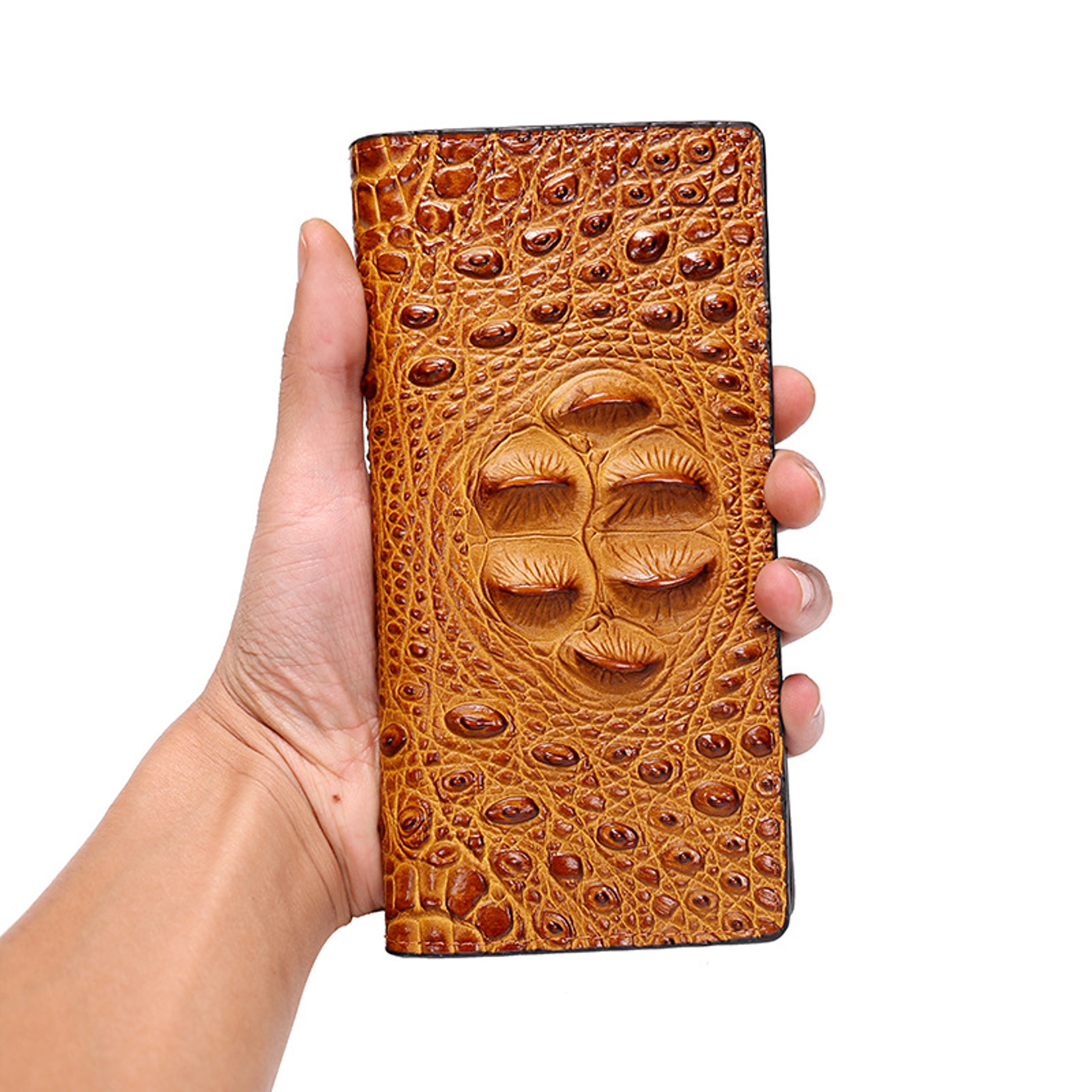 Genuine Leather Men Wallets Business Long Crocodile Style, Thin Fashion Short Wallet, No Zipper Pure Leather Card Holder – view 1