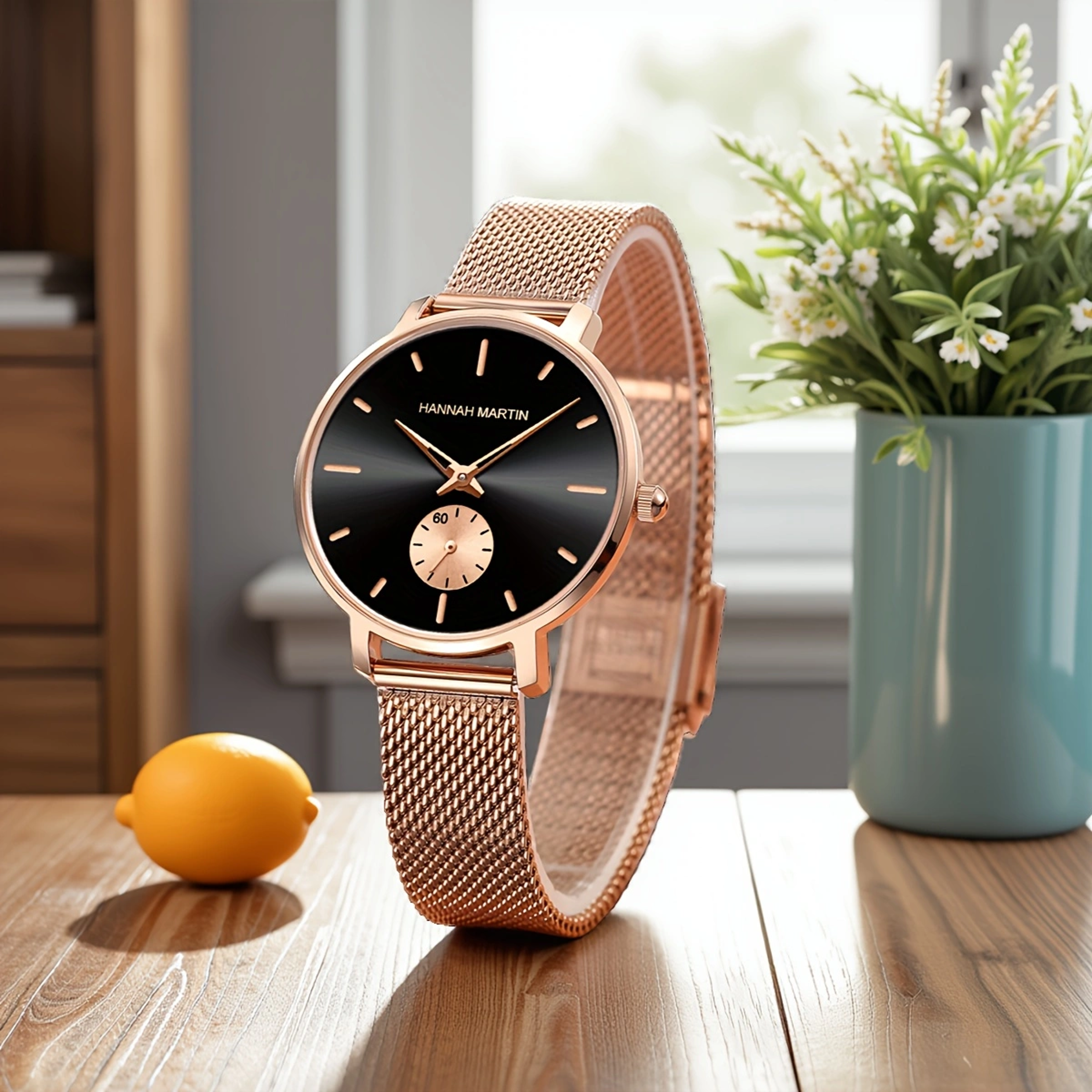 Top Brand Hannah Martin Women Watch, Original Quartz Movement, Fashion Stainless Steel Mesh Belt Dress Watch – view 1
