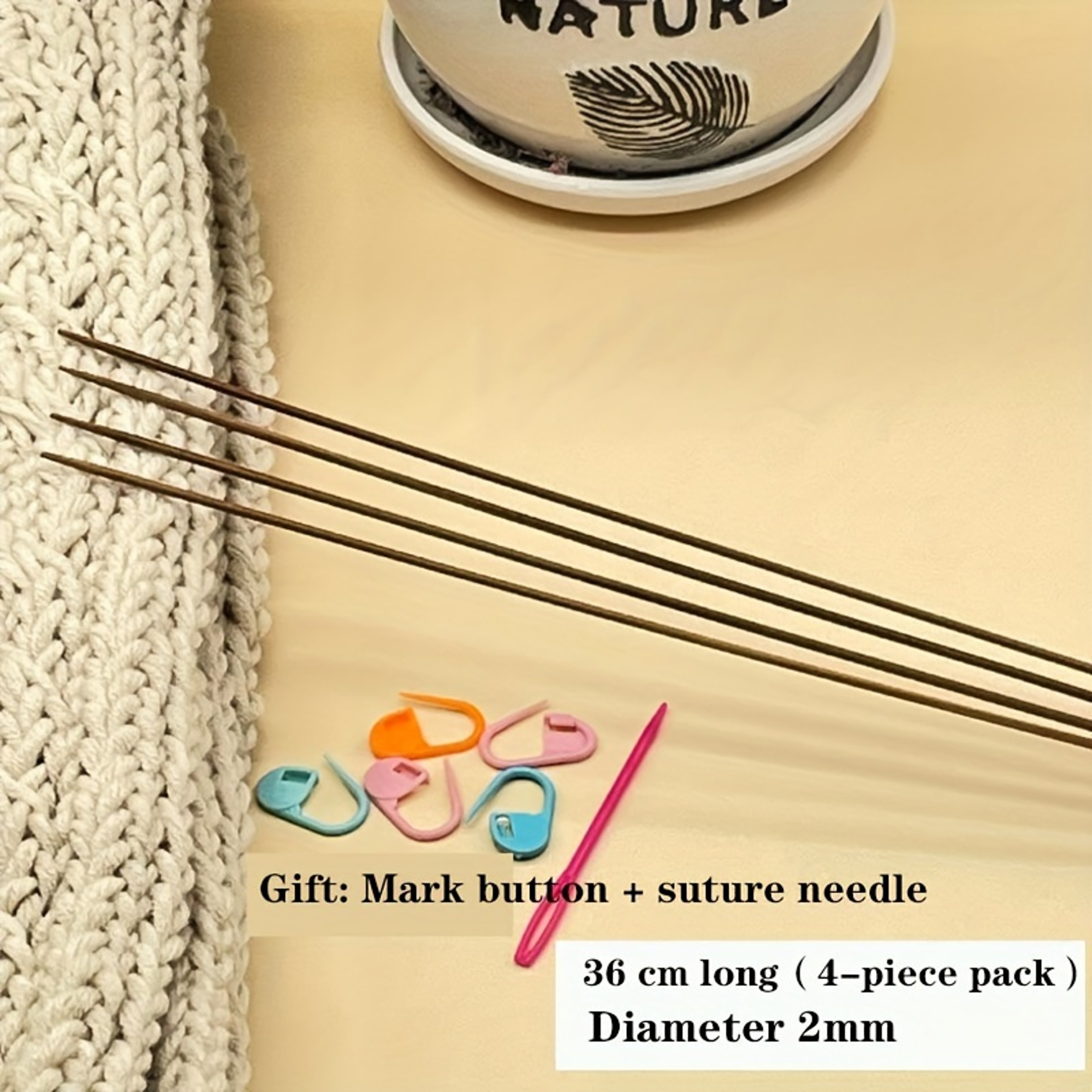 36cm Carbonized Sweater Knitting Needle Set, Thick & Long Knitting Needles for Hats, Scarves, and Sweaters Durable – view 11