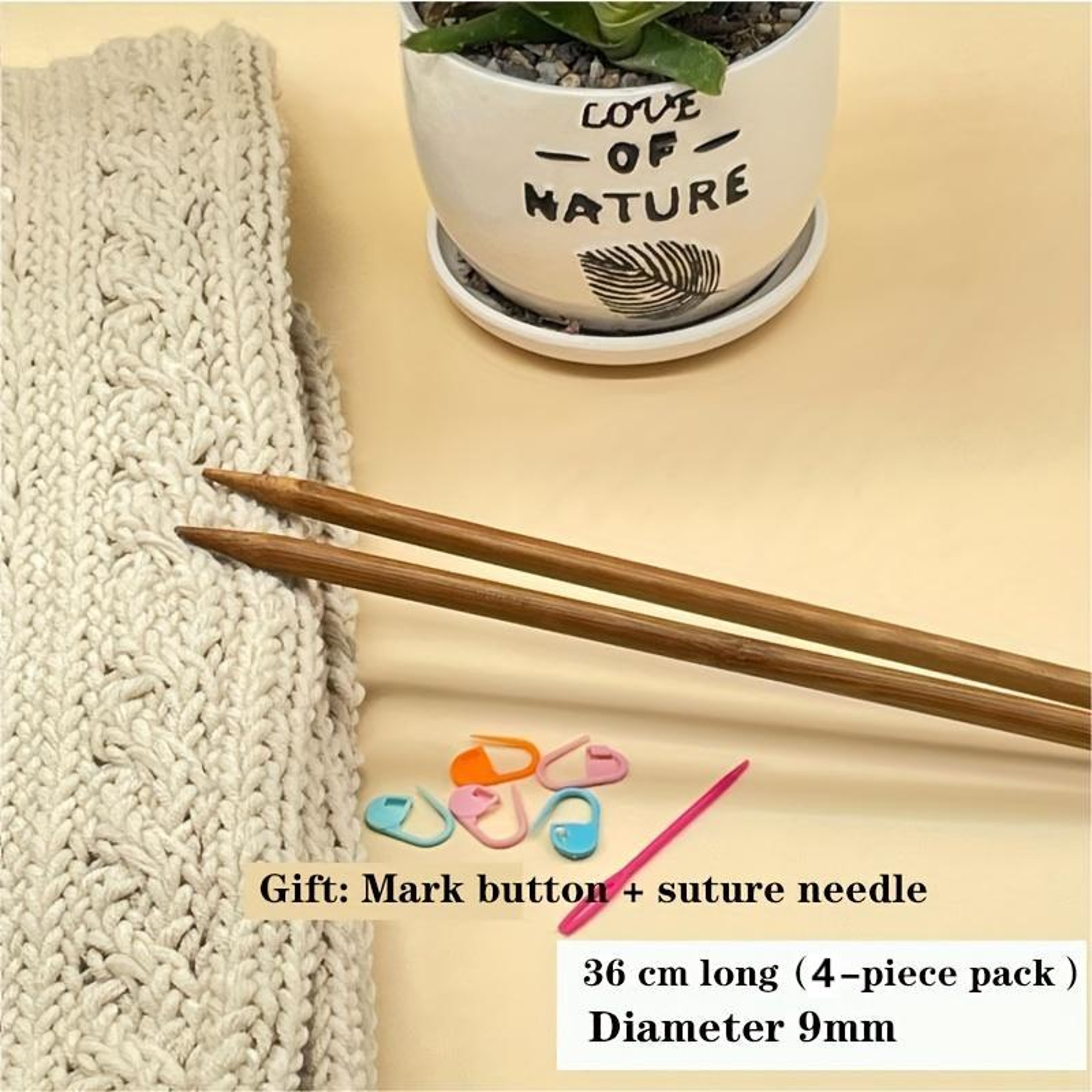 36cm Carbonized Sweater Knitting Needle Set, Thick & Long Knitting Needles for Hats, Scarves, and Sweaters Durable – view 16