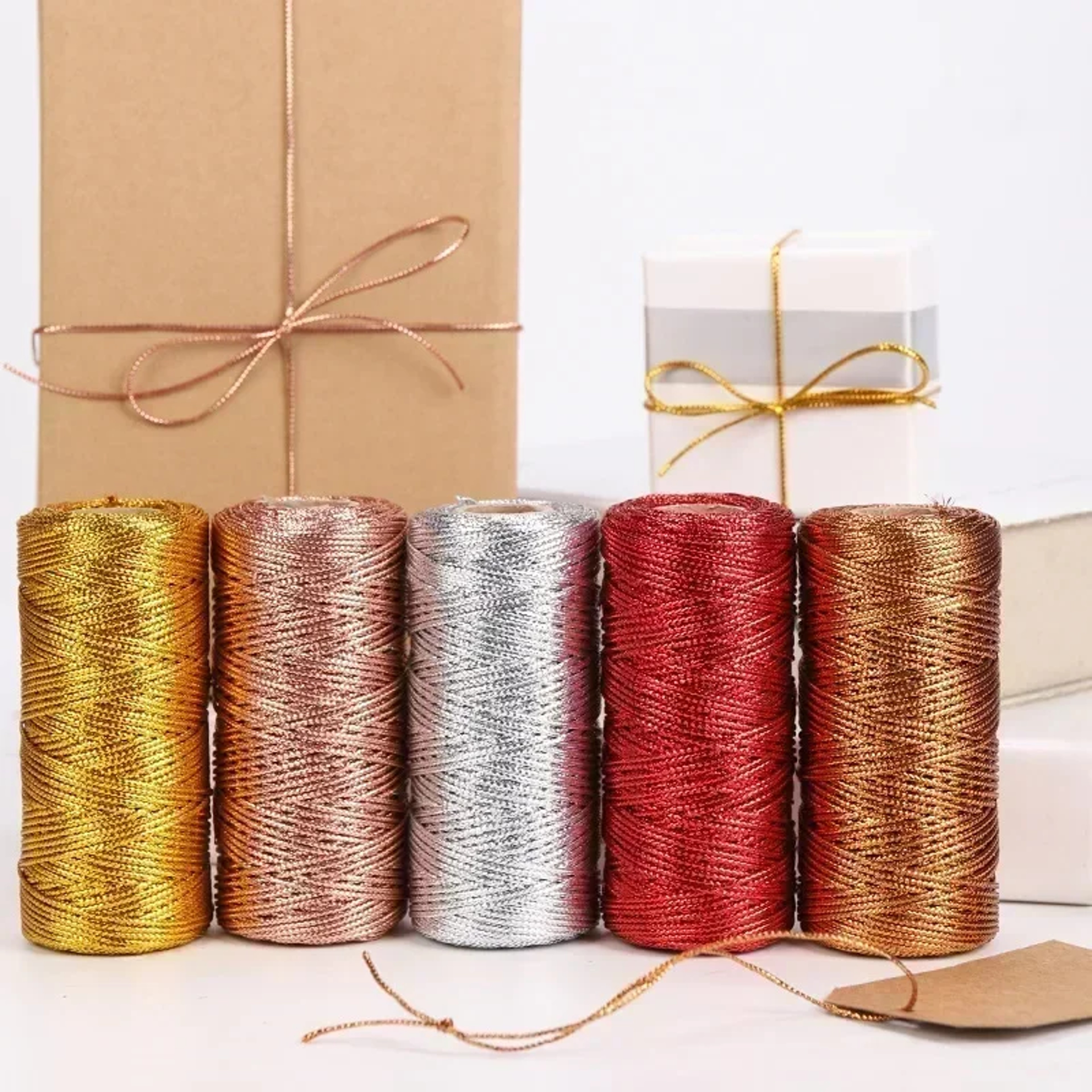 100M 1.5mm Macrame Cord Rope String, Gold & Silver Polyester Thread for DIY Jewelry Making, Sewing, and Crafts – view 3