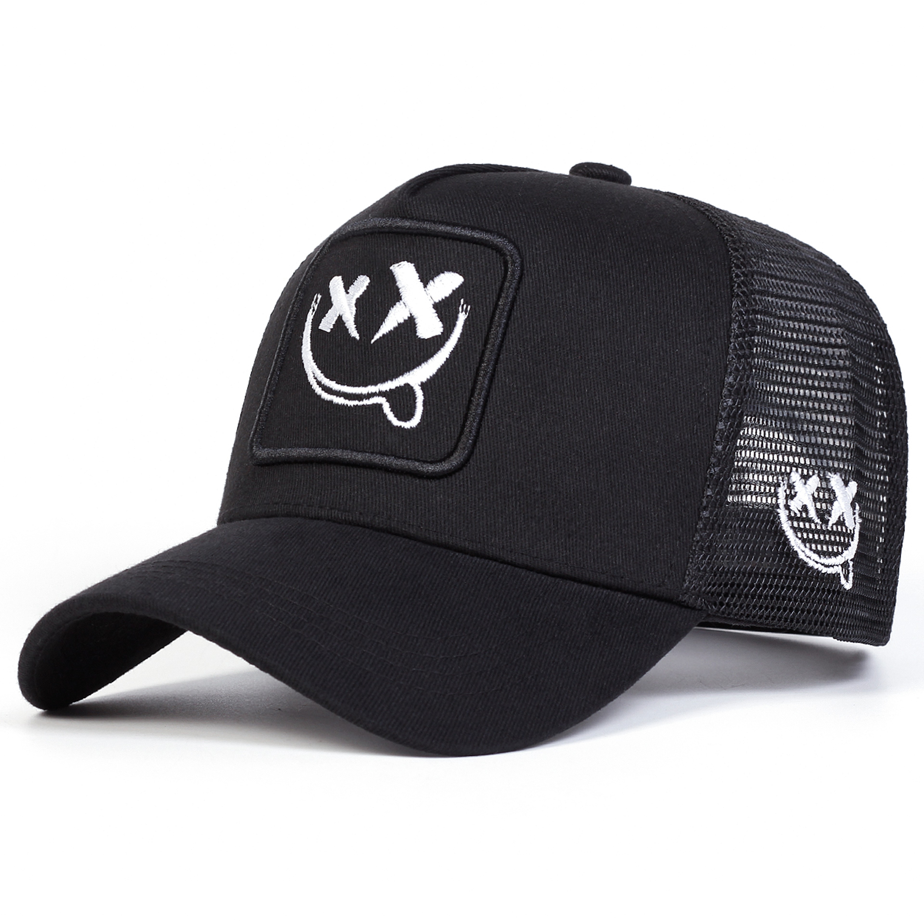 Smiling Face Embroidery Baseball Net Cap for Men Women, Adjustable Trucker Hat, Summer Outdoor Sunscreen Cap – view 2