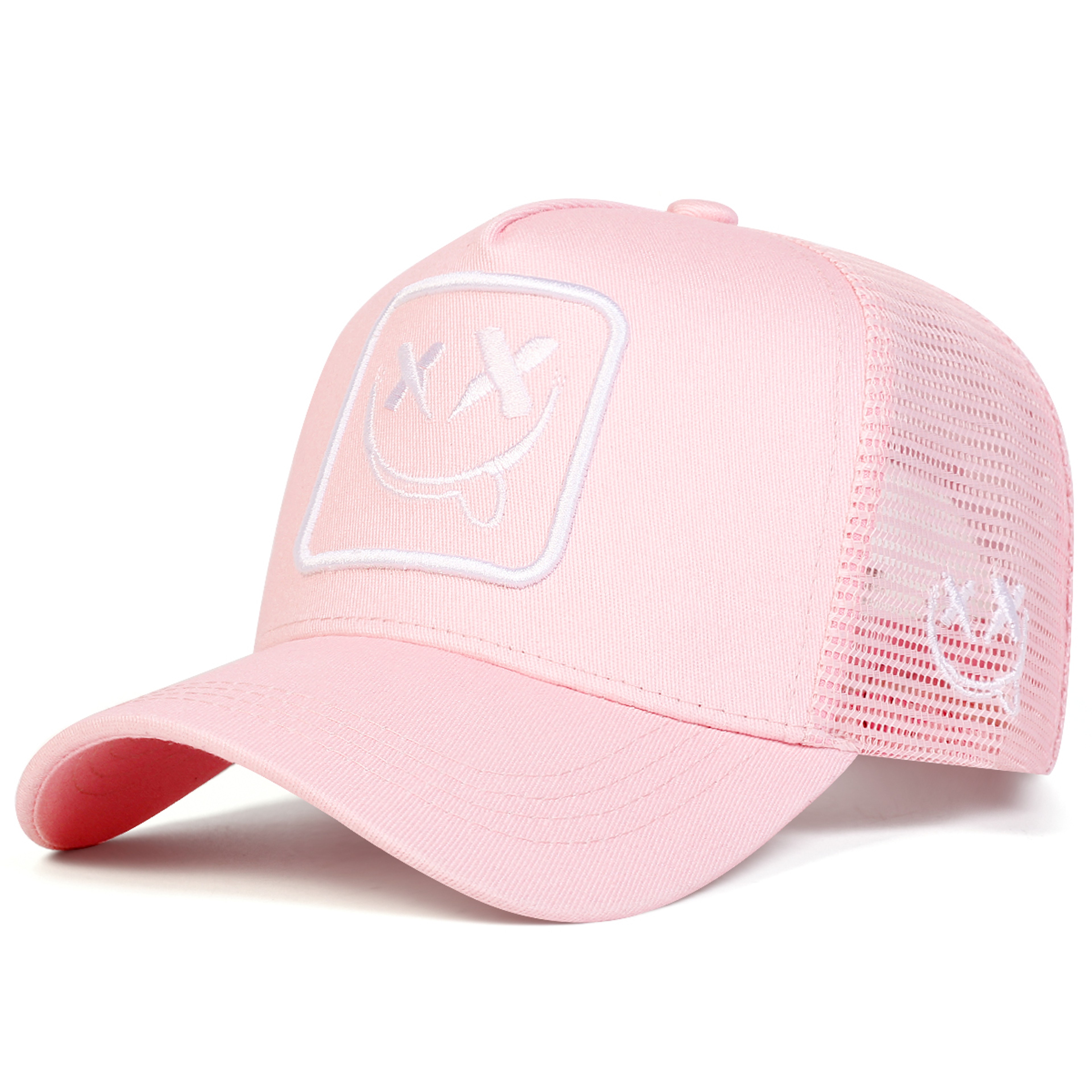 Smiling Face Embroidery Baseball Net Cap for Men Women, Adjustable Trucker Hat, Summer Outdoor Sunscreen Cap – view 4
