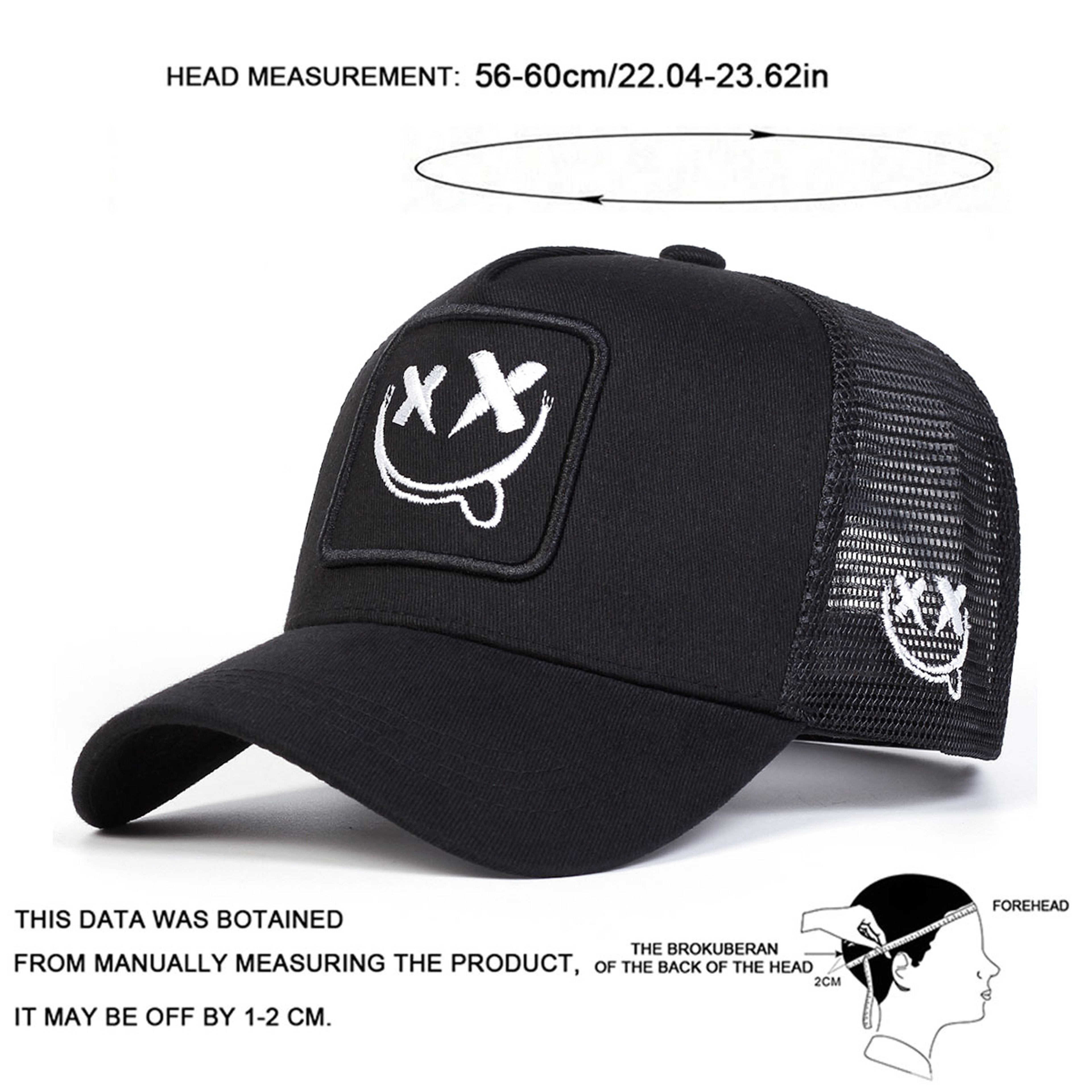 Smiling Face Embroidery Baseball Net Cap for Men Women, Adjustable Trucker Hat, Summer Outdoor Sunscreen Cap – view 6