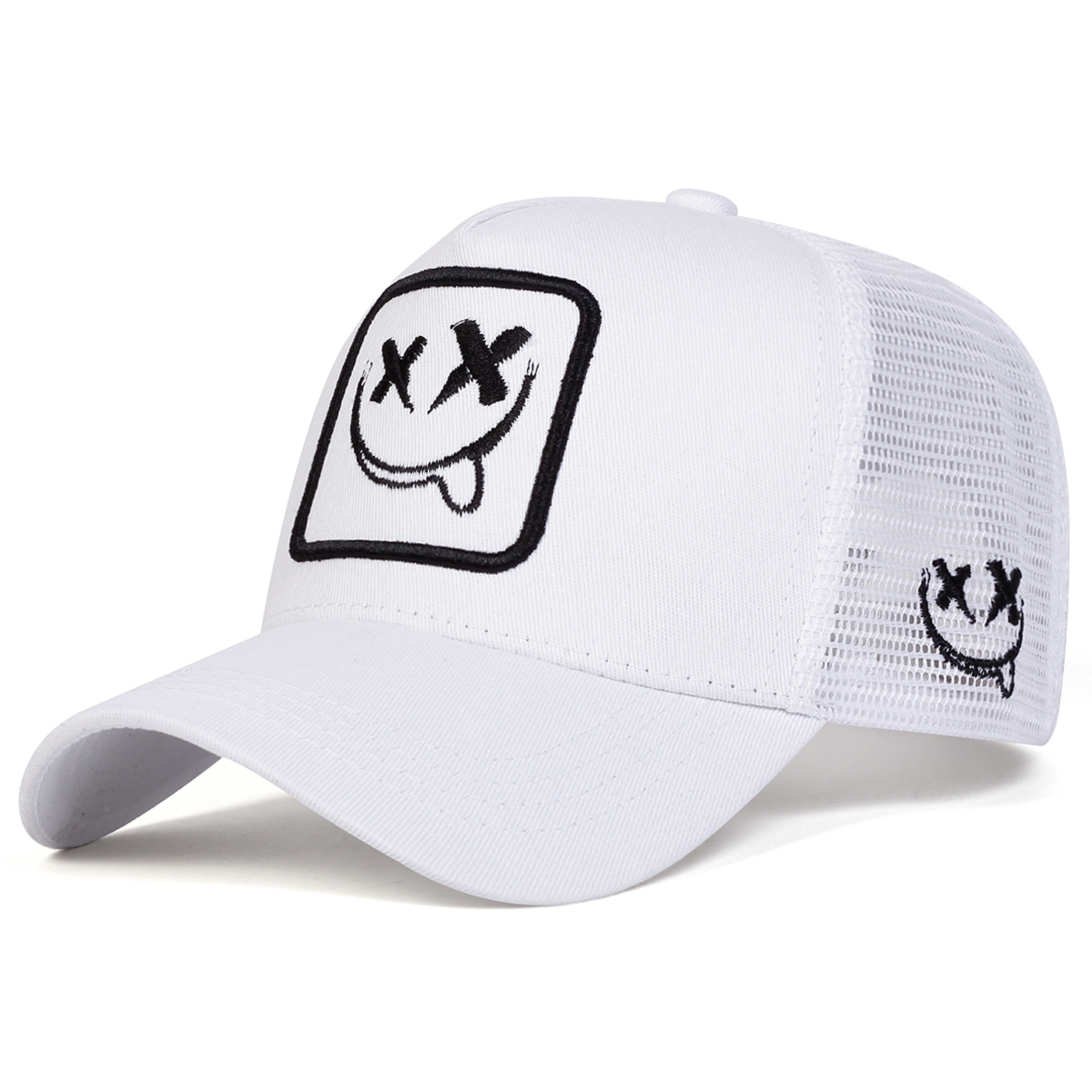 Smiling Face Embroidery Baseball Net Cap for Men Women, Adjustable Trucker Hat, Summer Outdoor Sunscreen Cap – view 9