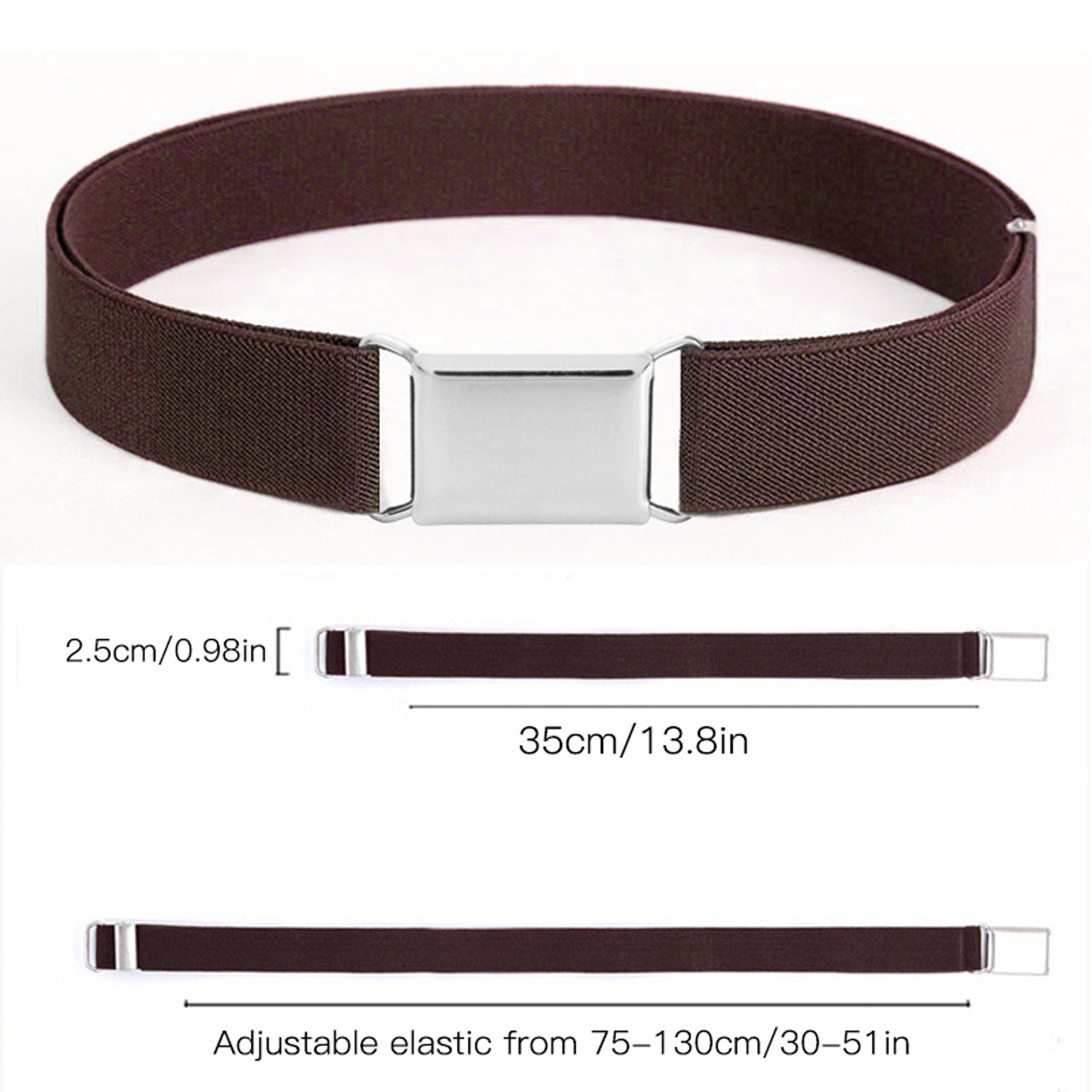 Comfortable Women Adjustable Elastic Stretch Belt, Invisible Waist Belt for Jeans Pants, Dress Square Easy Buckle – view 2