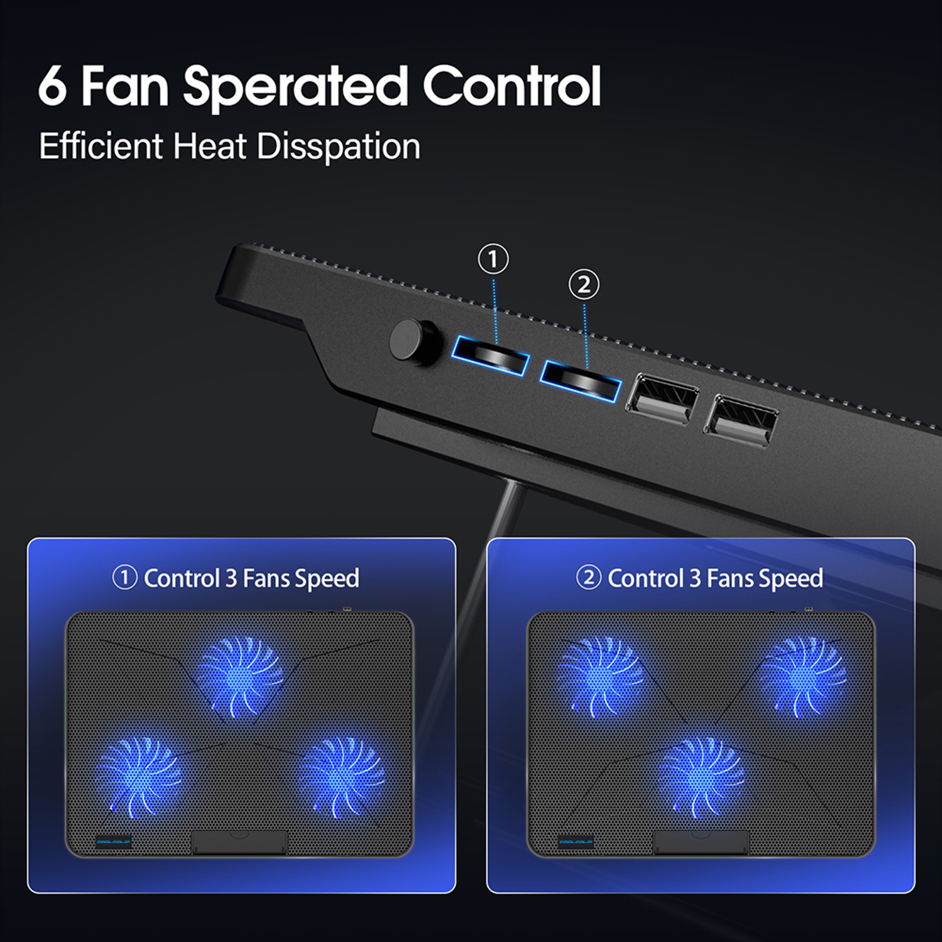 Laptop Cooling Pad with 6 Quiet Fans, 7 Height Adjustable Stand, Ergonomic Laptop Cooler with Mobile Phone Holder – view 5
