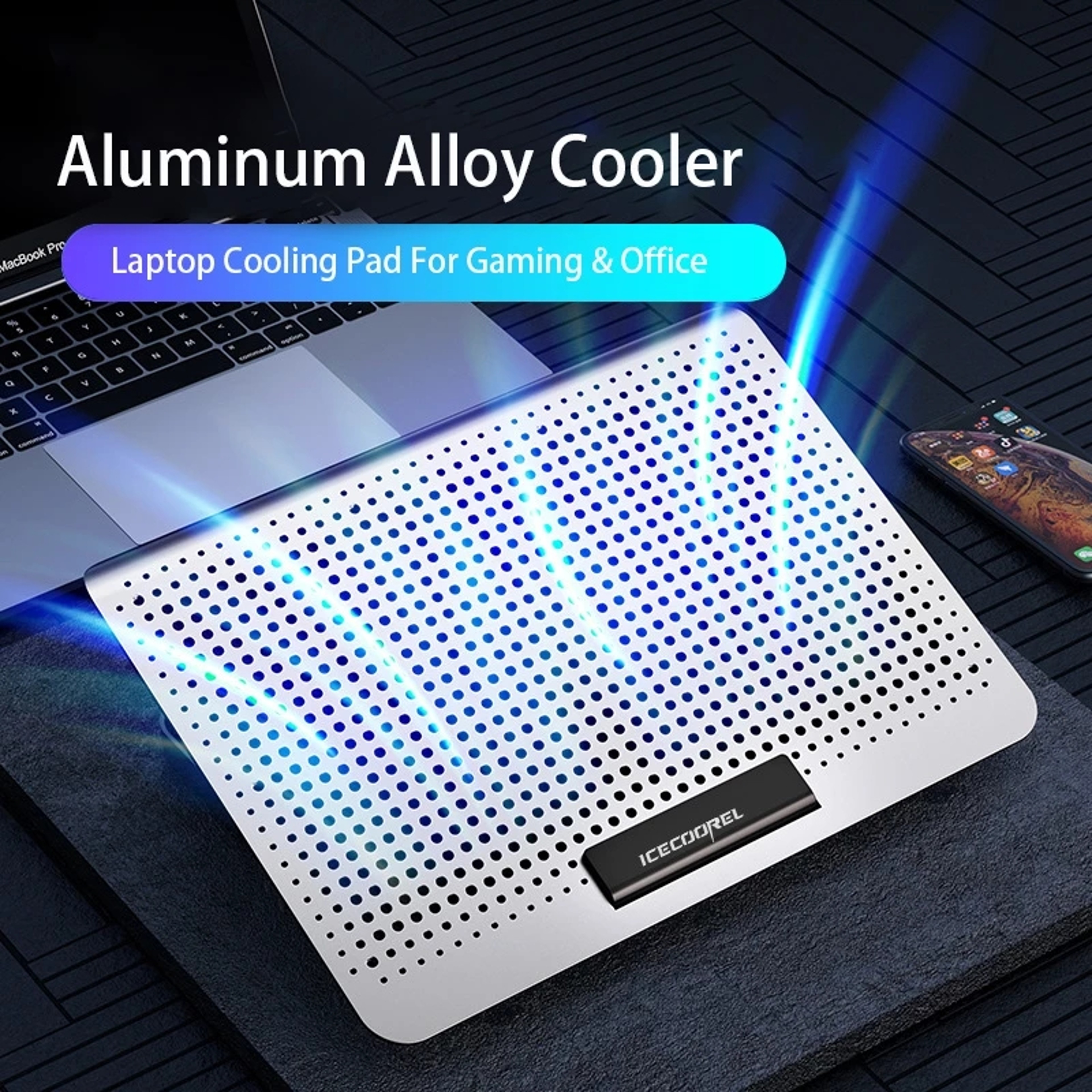Aluminum Alloy Laptop Cooler, Stand Gaming Laptop Cooling Fan, Notebook Radiator, Adjustable Stand for Gaming – view 1