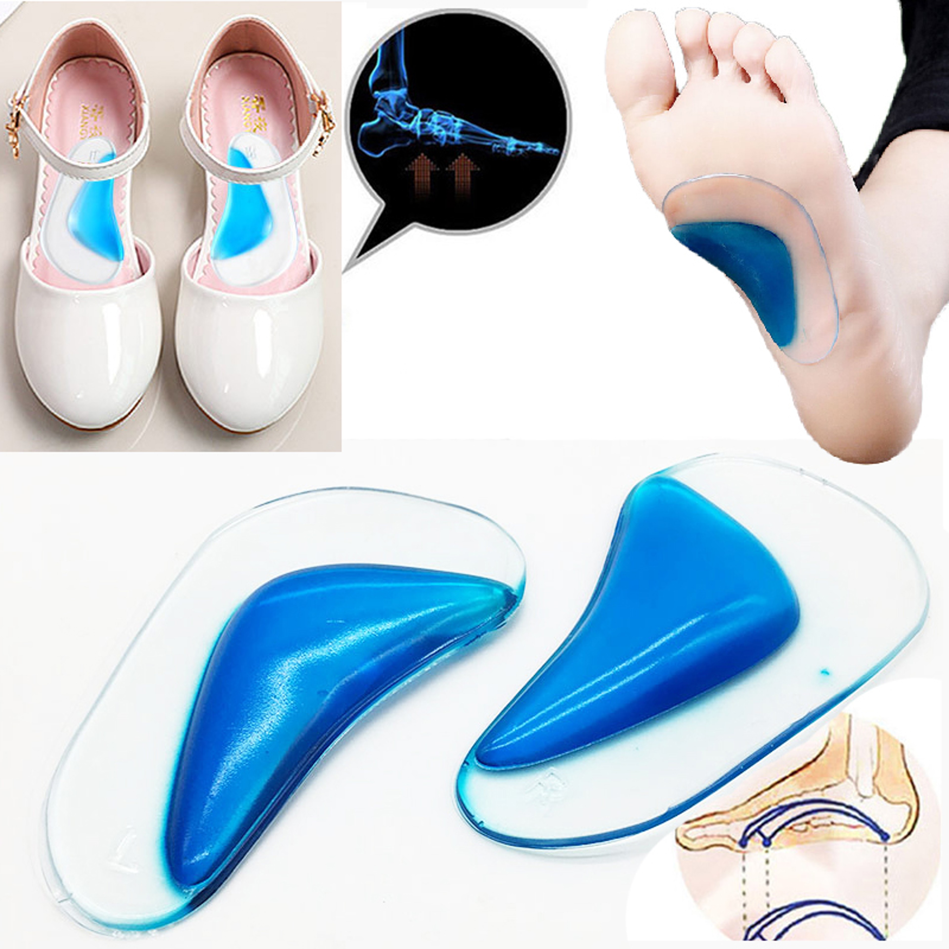 Kids Orthotic Insole Arch Support Silicone Flat Foot Flatfoot Corrector Shoe Cushion Insert Gel Ort 1