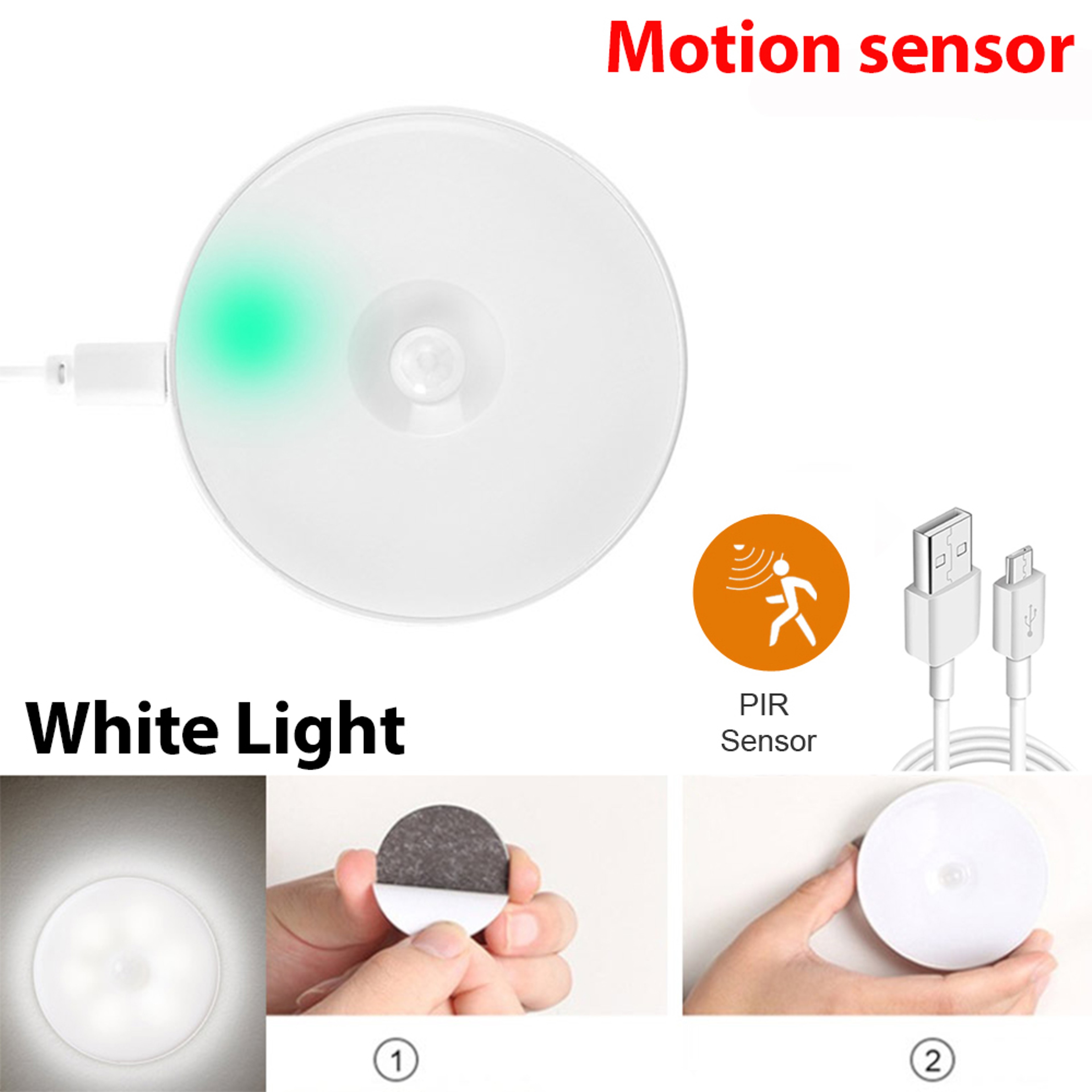 Led Night Light, USB Charging, Motion Sensor, Round Energy-saving, Sound Light Control, Led Lamps Bedroom, Corridor – view 7