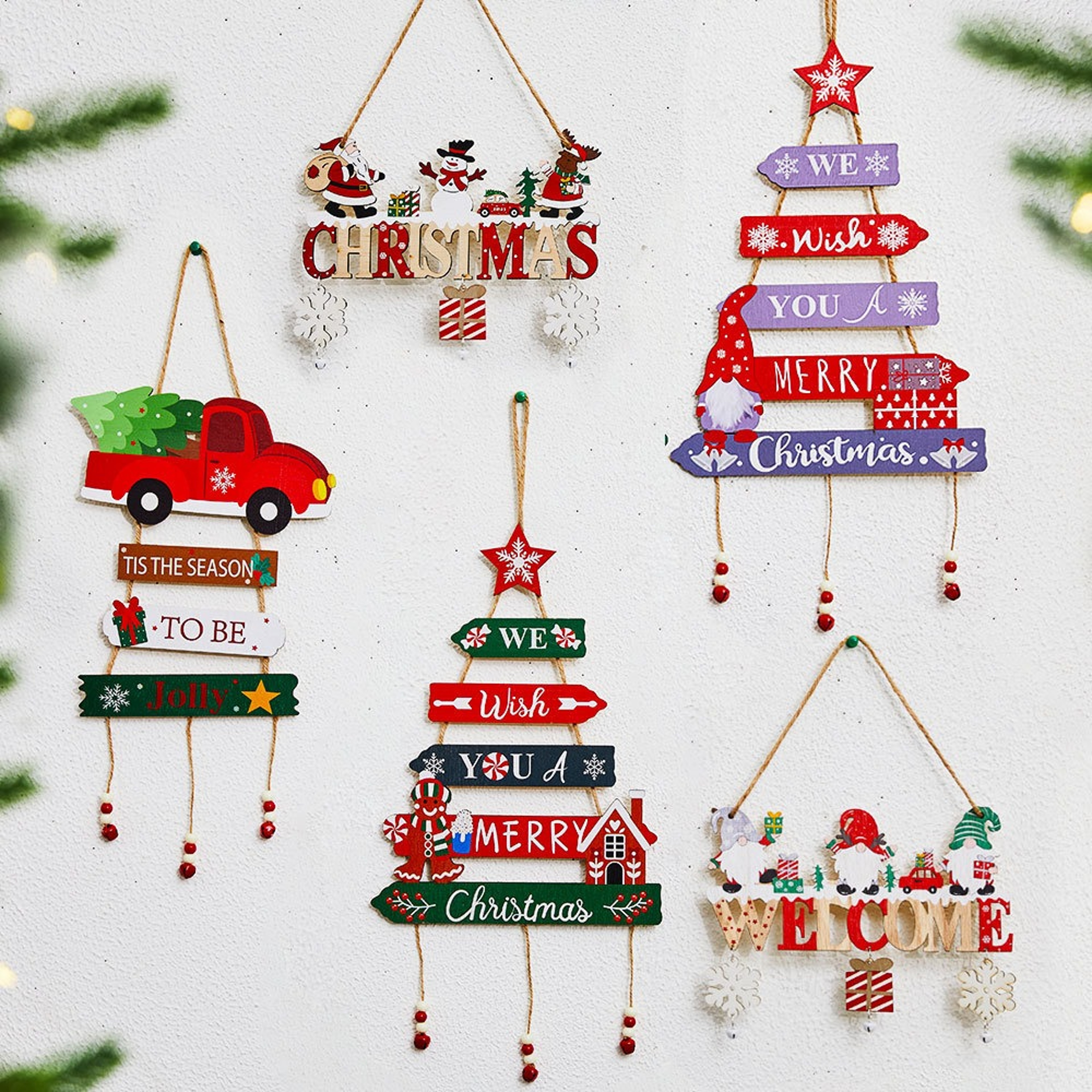 Merry Christmas Decor Xmas Tree Wall Ornament Natal Navidad Christmas Hanging Pendant Wooden Crafts 1