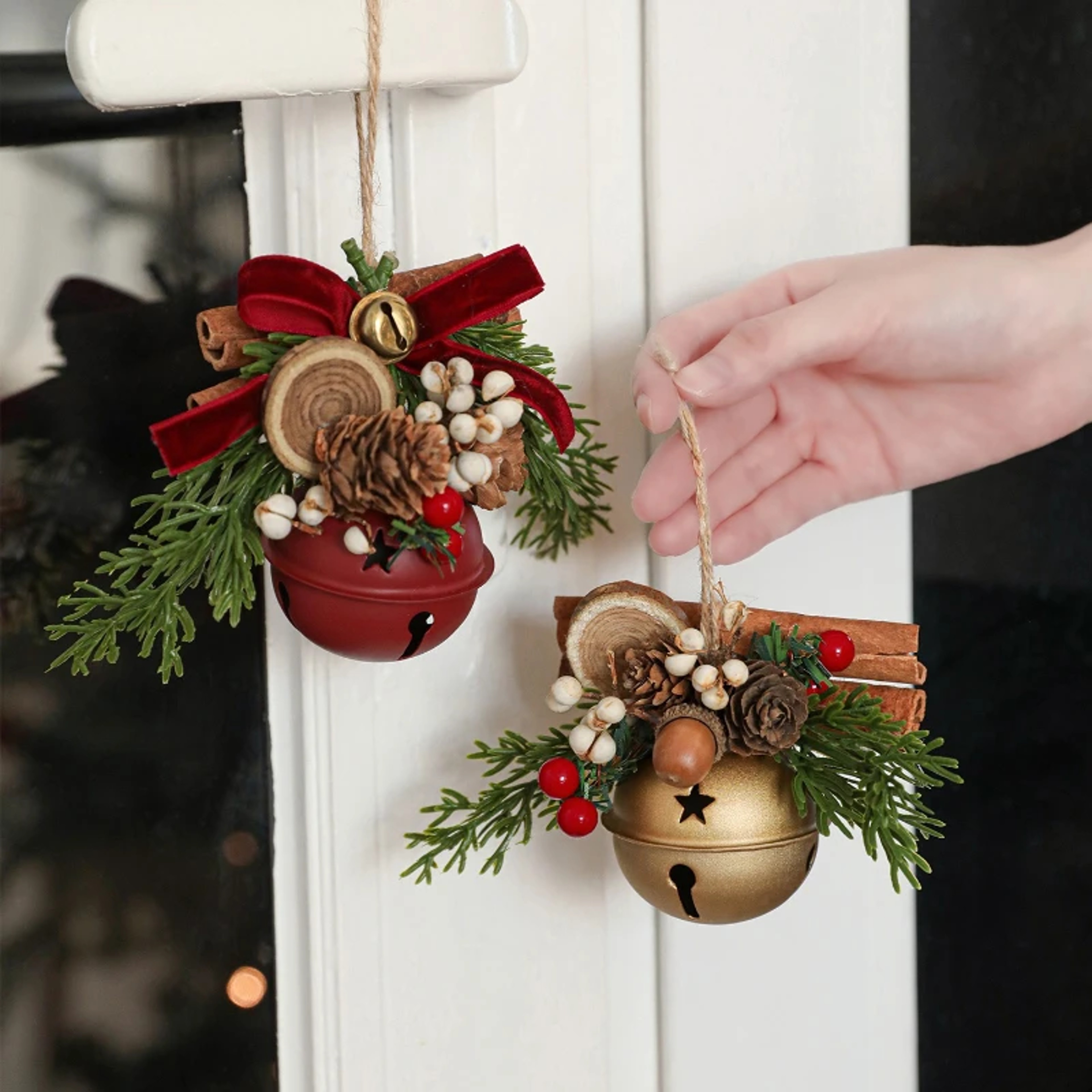 Mixed Pendant Christmas Tree Christmas Bell Antlers Bow Pinecone Bell Showcase Car Hanging Decorati 0