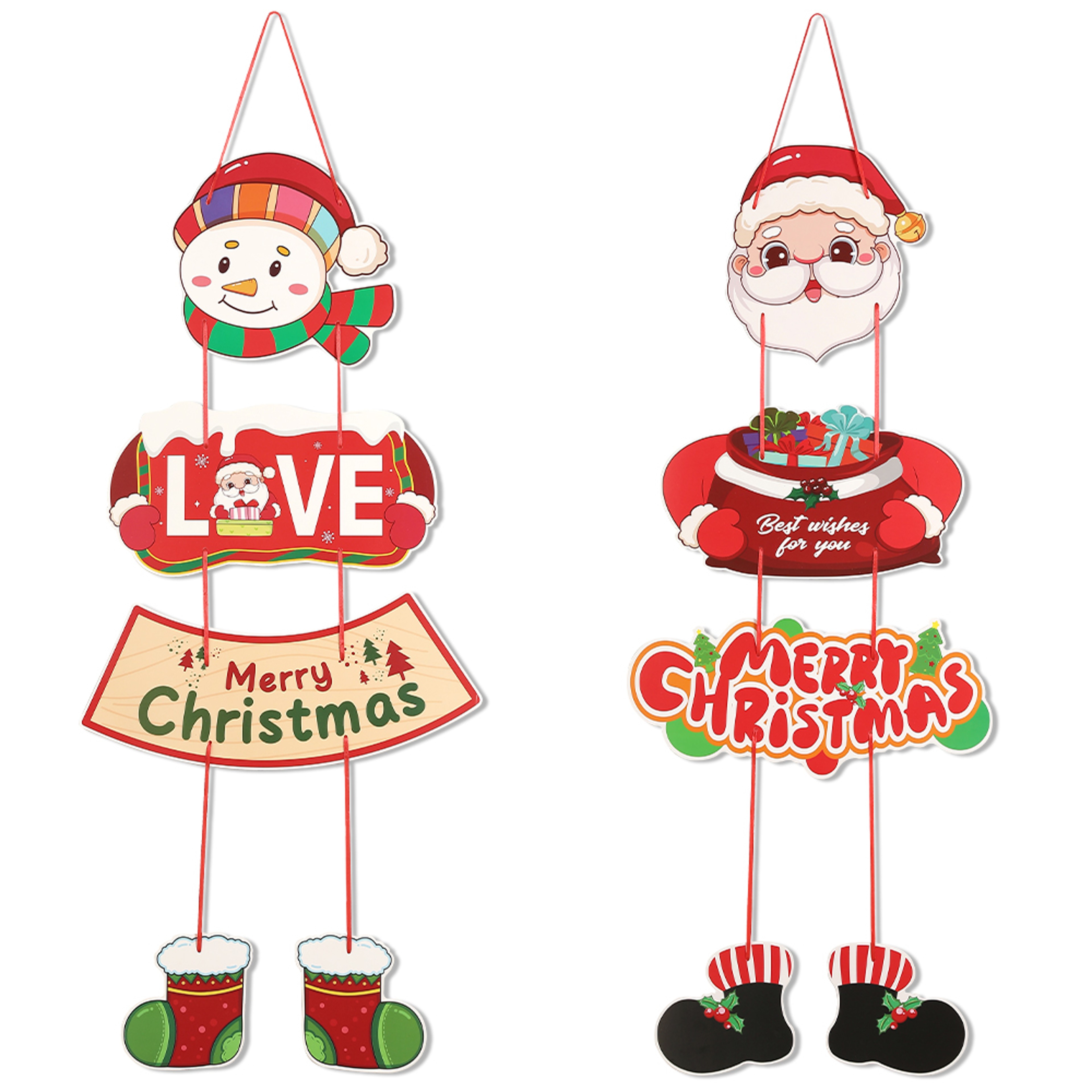 Christmas Decoration Hanging Door Banner, Santa Claus Snowman Pendant, Festive Design for Home Decor Outdoor – view 9