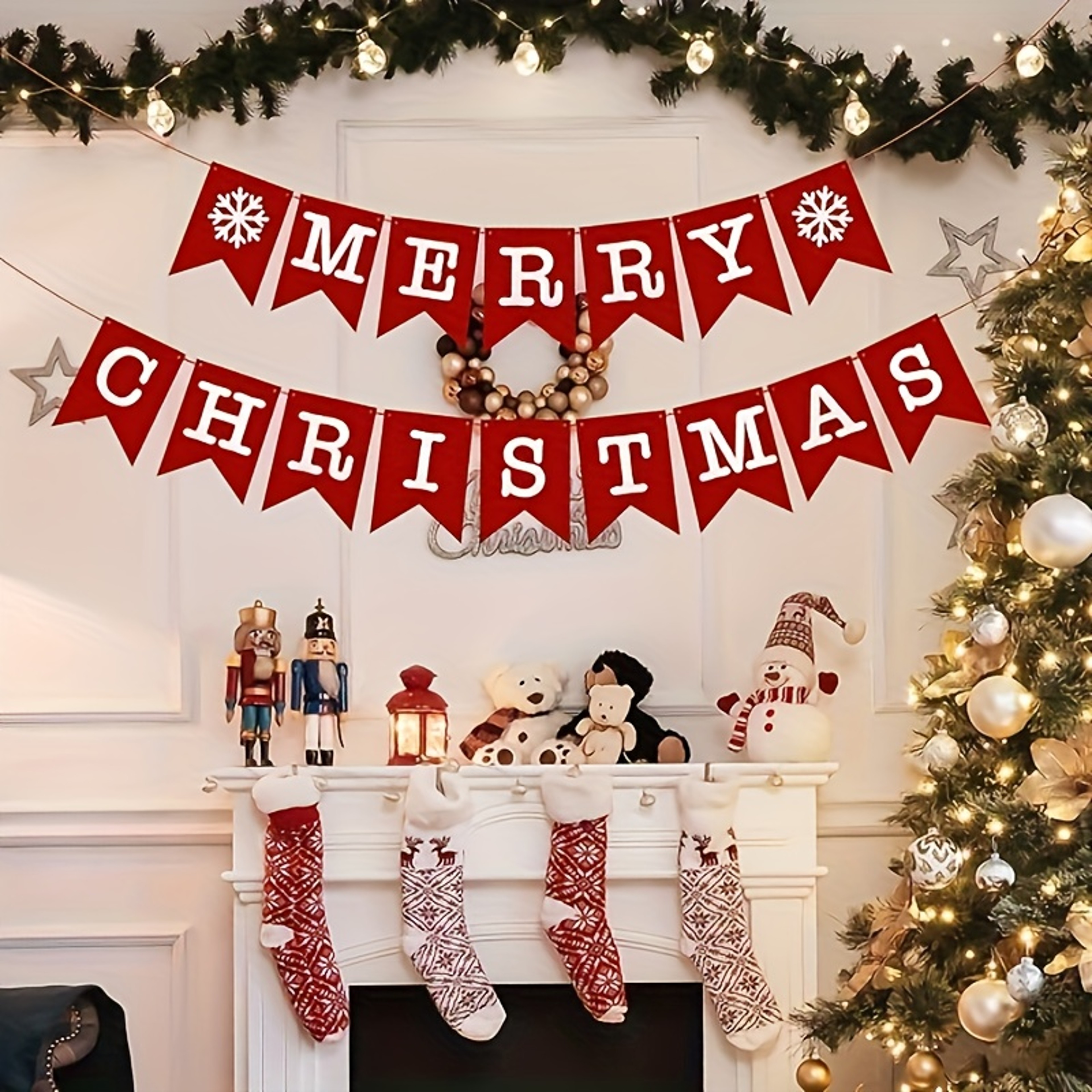 Party Holiday Supplies Christmas Decoration Flag Home Decoration 16 Pieces NonWoven Flags Perfect F 0