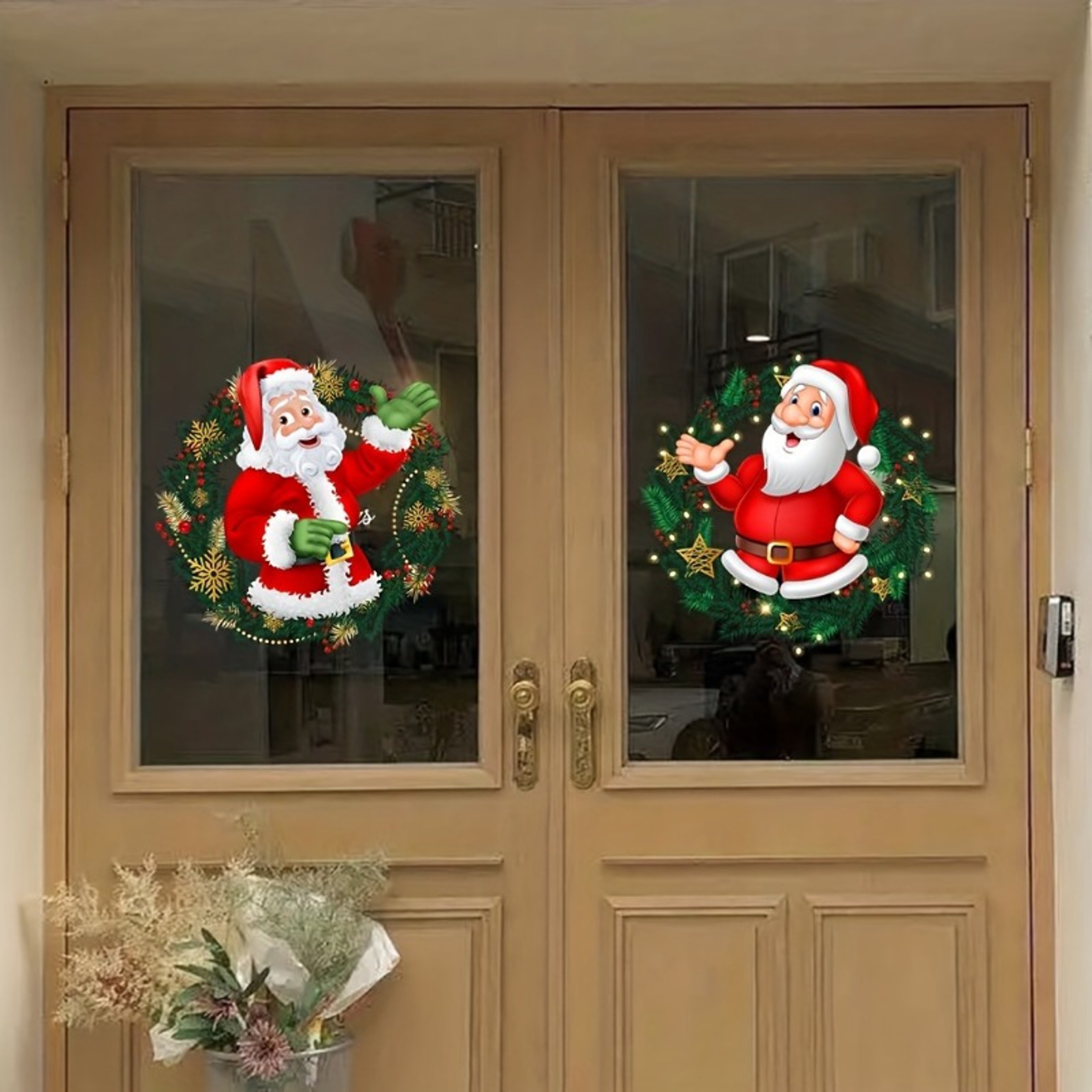 Holiday Party Decorations, Santa Claus Christmas Window Stickers, PVC Material, For Home Windows, Easy to Apply – view 4