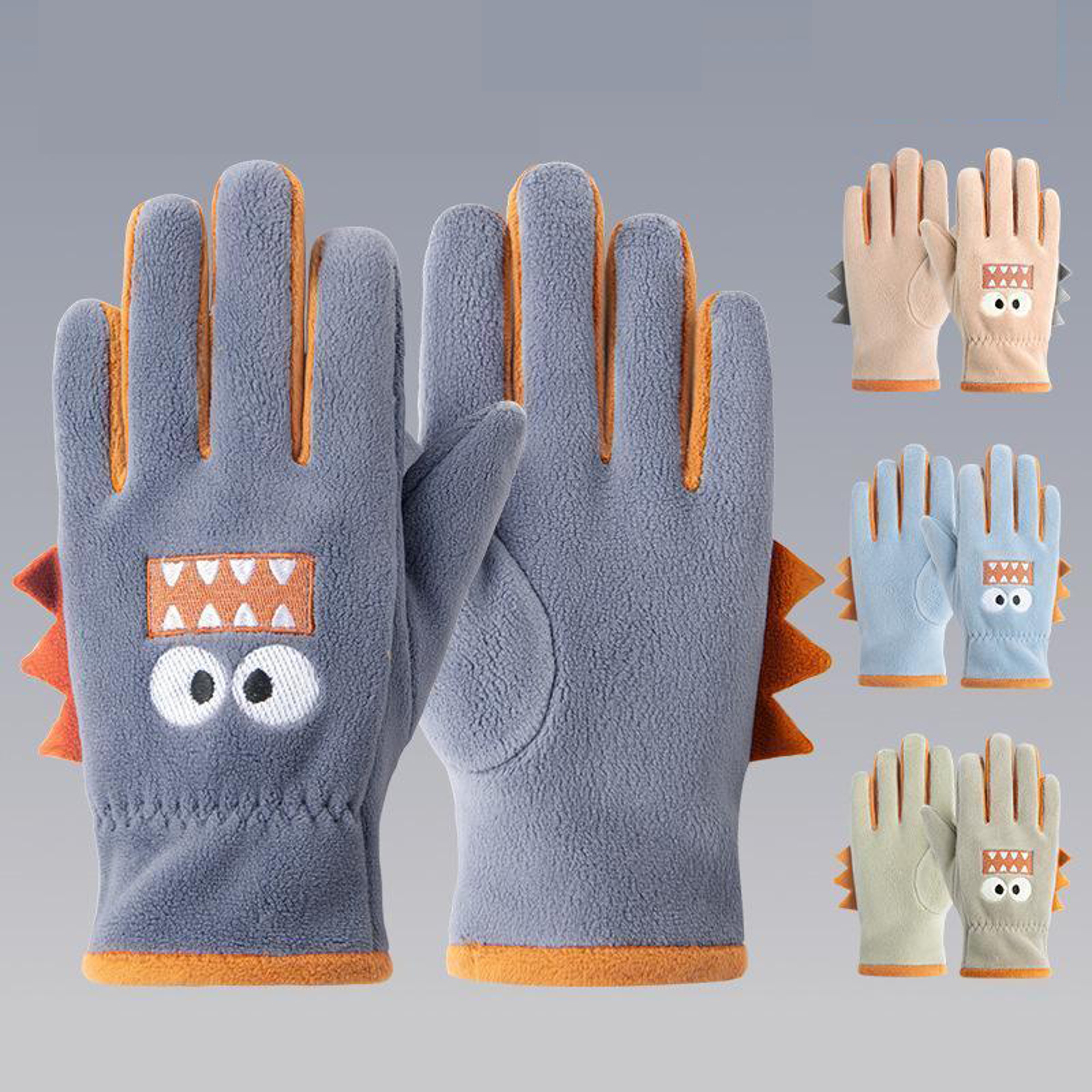 Children Cycling Gloves, Cute Cartoon Warm Gloves, Autumn Winter Polar Fleece, Windproof Soft Outdoor Kids Gloves – view 1