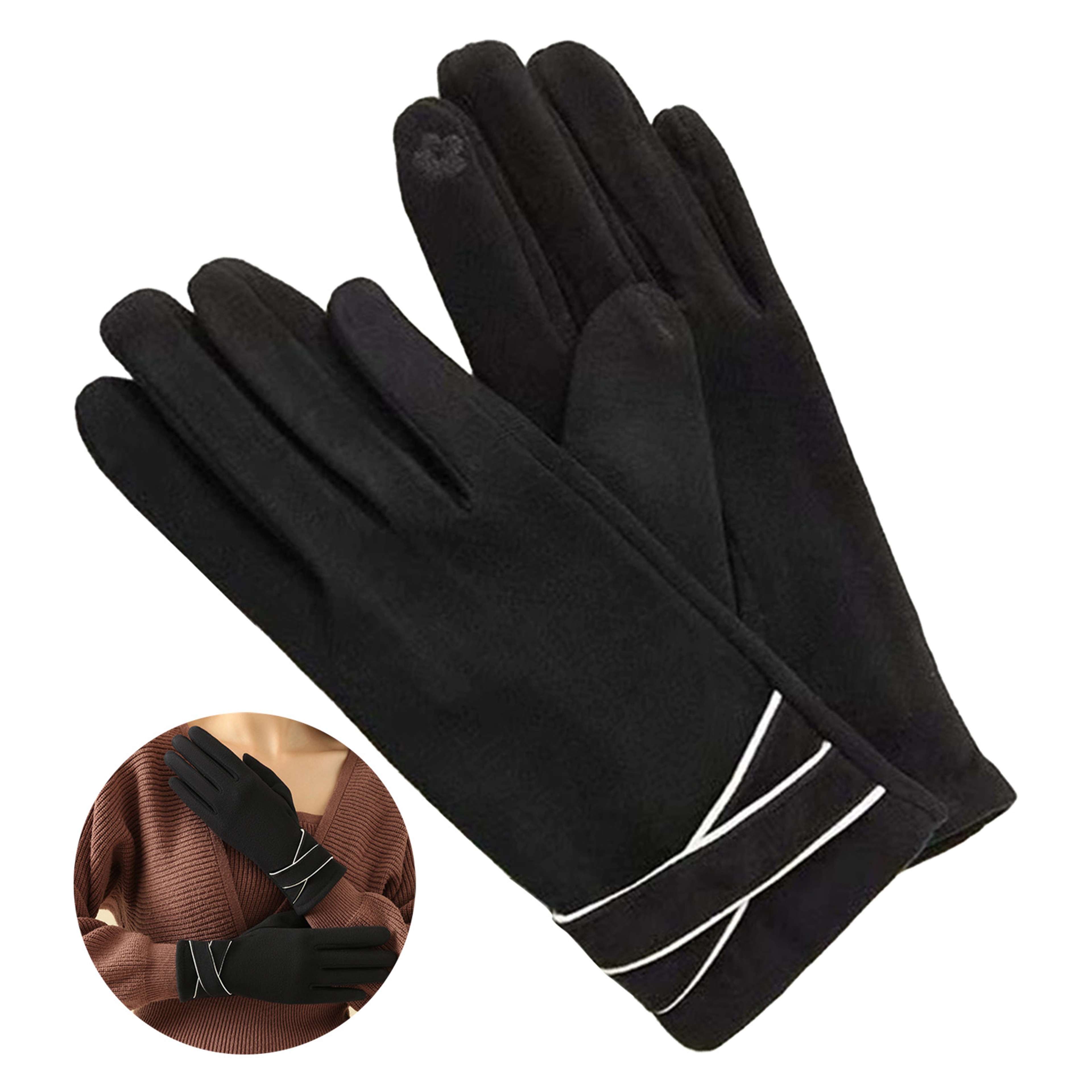 Winter Fleece Waterproof Touchscreen Gloves for Women, Cold Weather Outdoor Riding Driving, Windproof Warm Finger Gloves – view 8