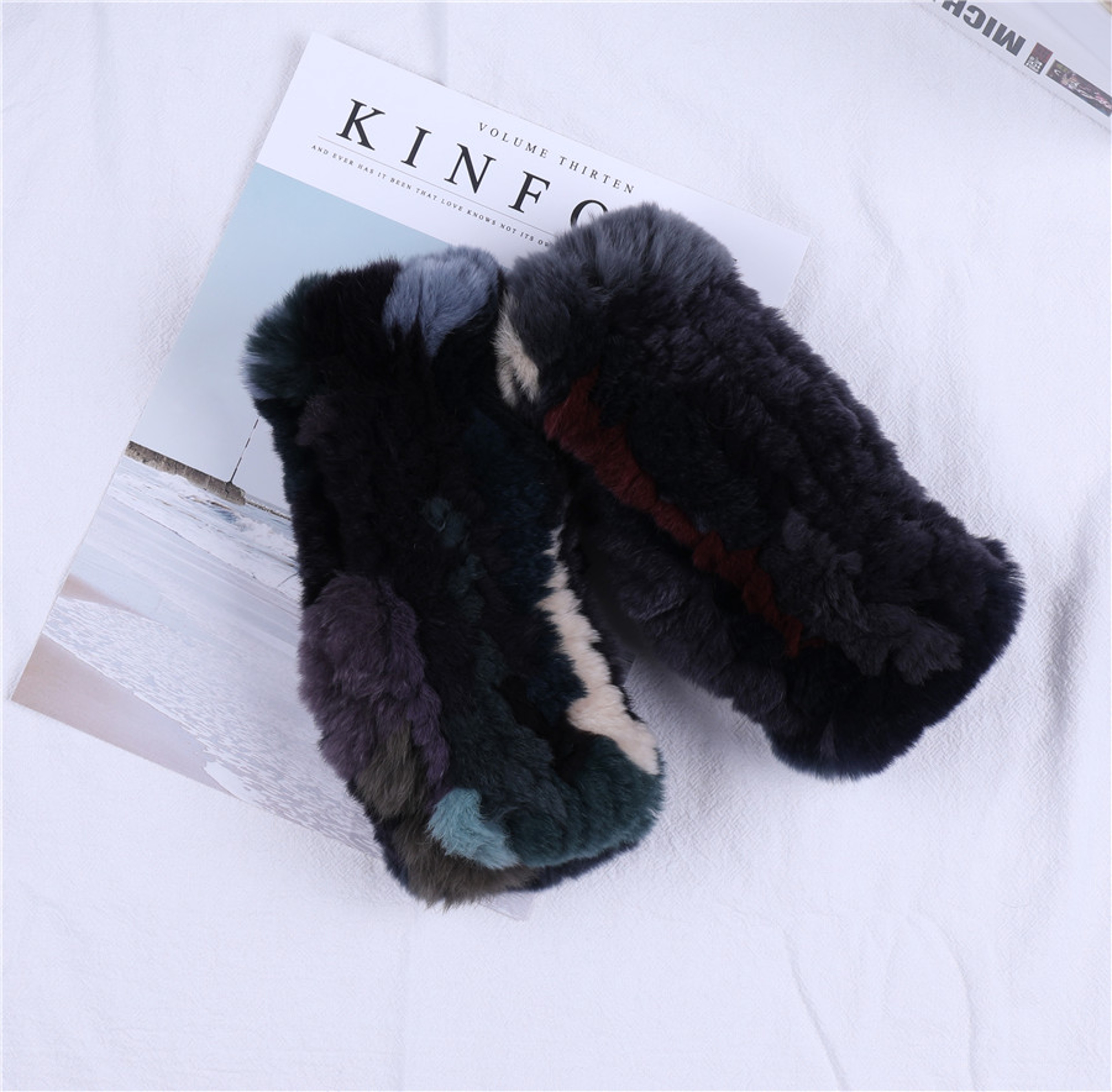 Fashion Real Rex Rabbit Fur Gloves, Womens Winter Finger less Mittens, Genuine Fur Wrist Warmers – view 17