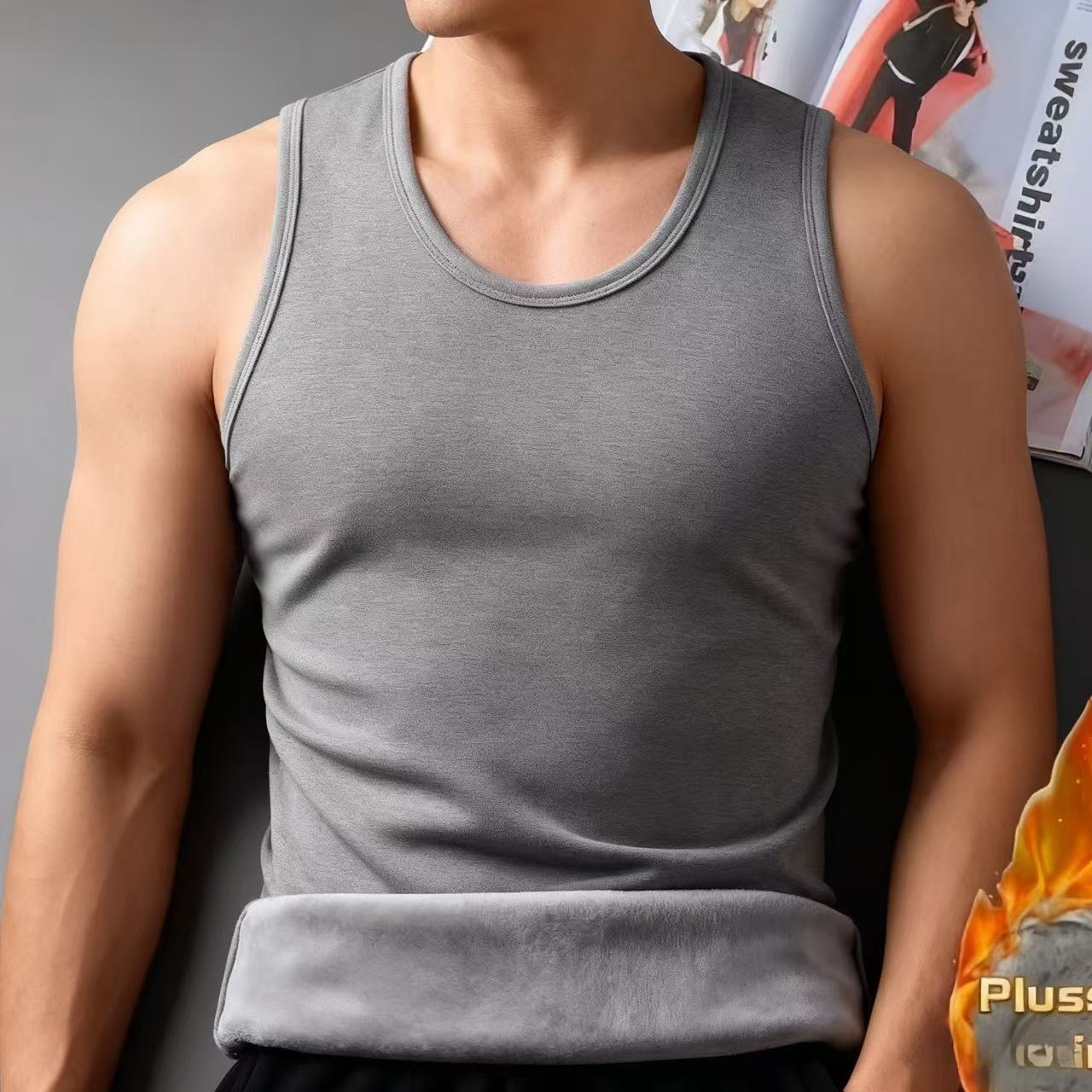 Autumn Winter Thermal Underwear Mens Sleeveless Vest Warm Thickening Thermo Lingerie Thermal Unders 0