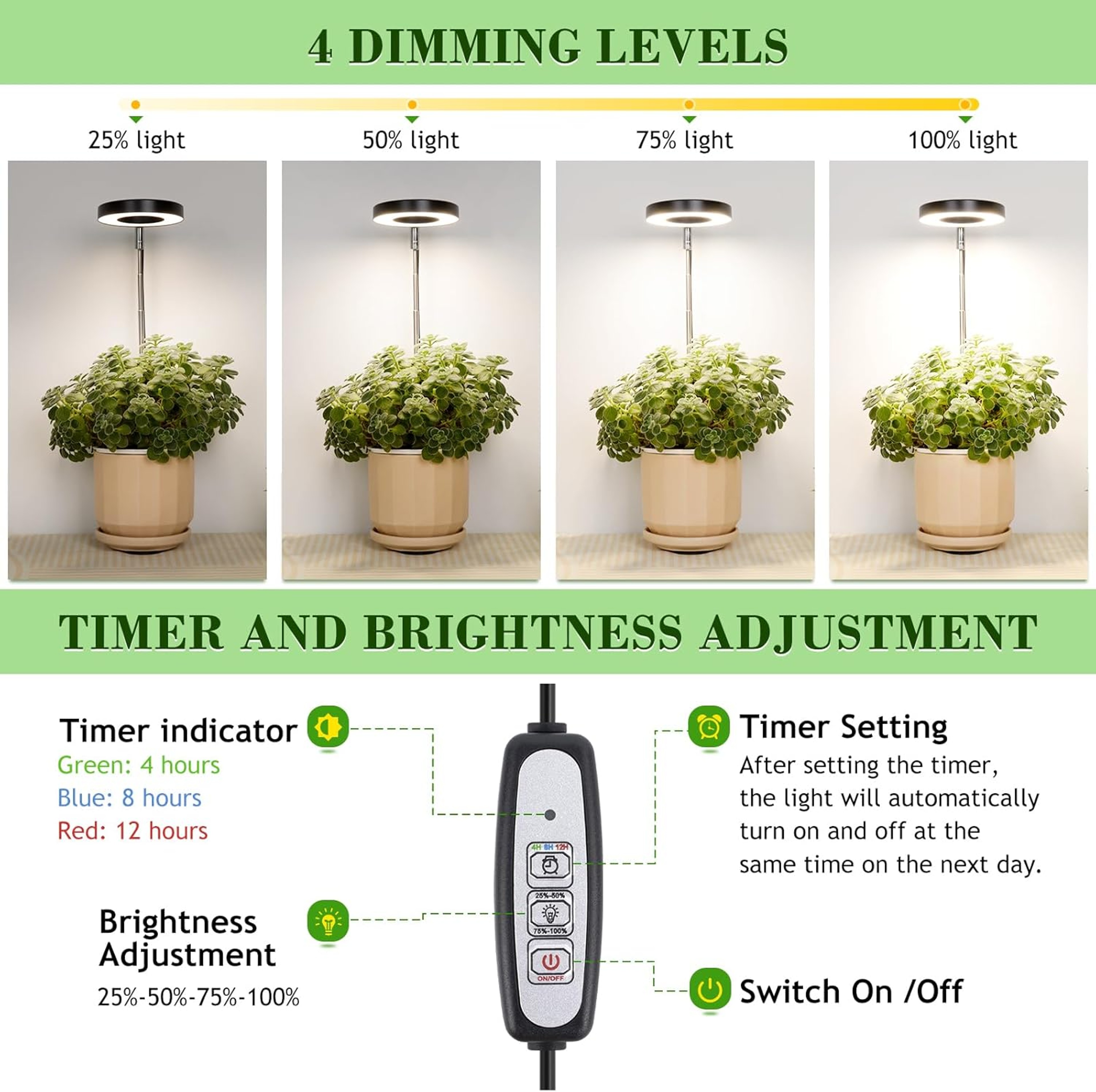 Plant Grow Light LED Growing Lamp, Full Spectrum, Height Adjustable, Auto Timer, Indoor Plant Light Solution – view 17