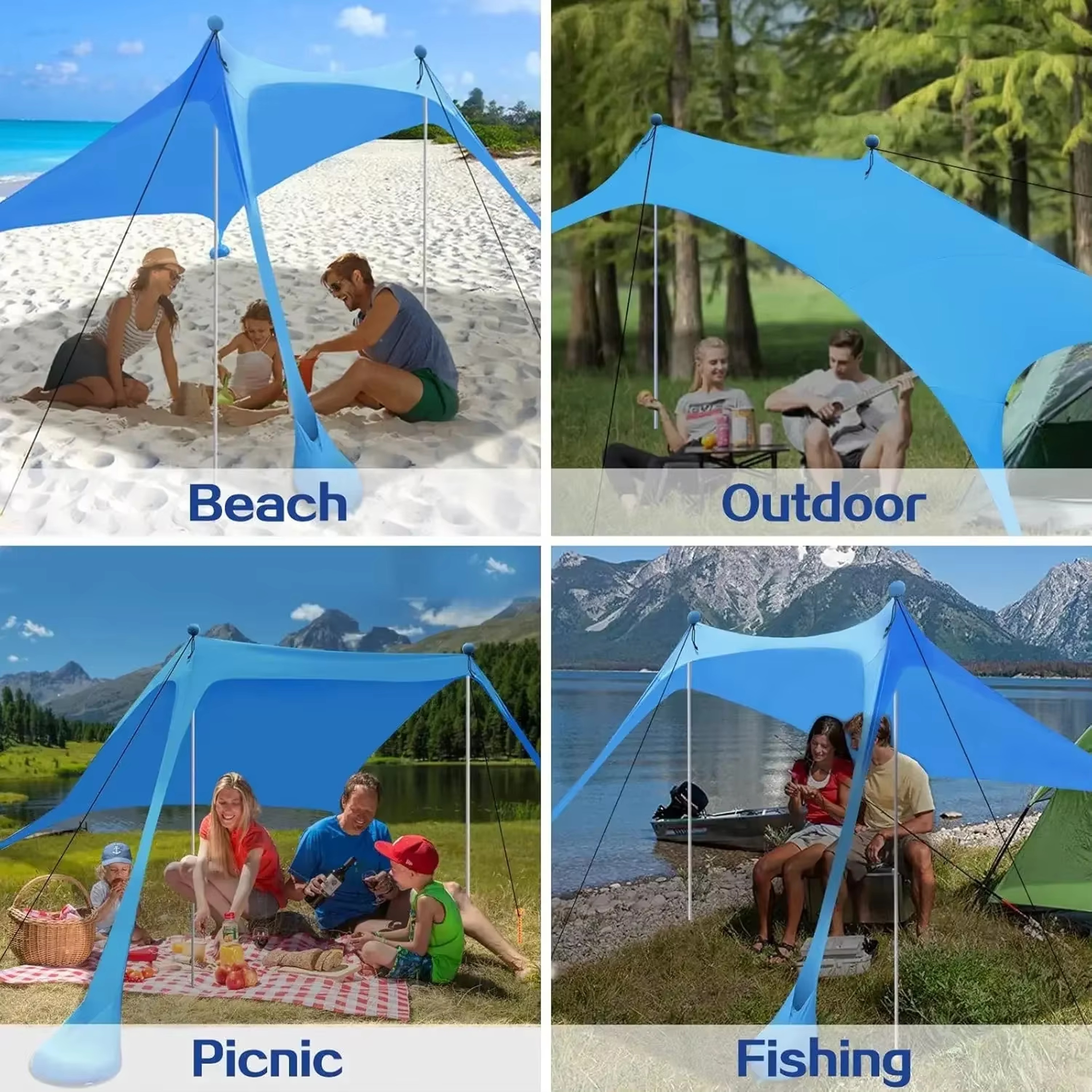 Portable Beach Canopy Tent Windproof Sun Shelter for Camping Picnics – view 2