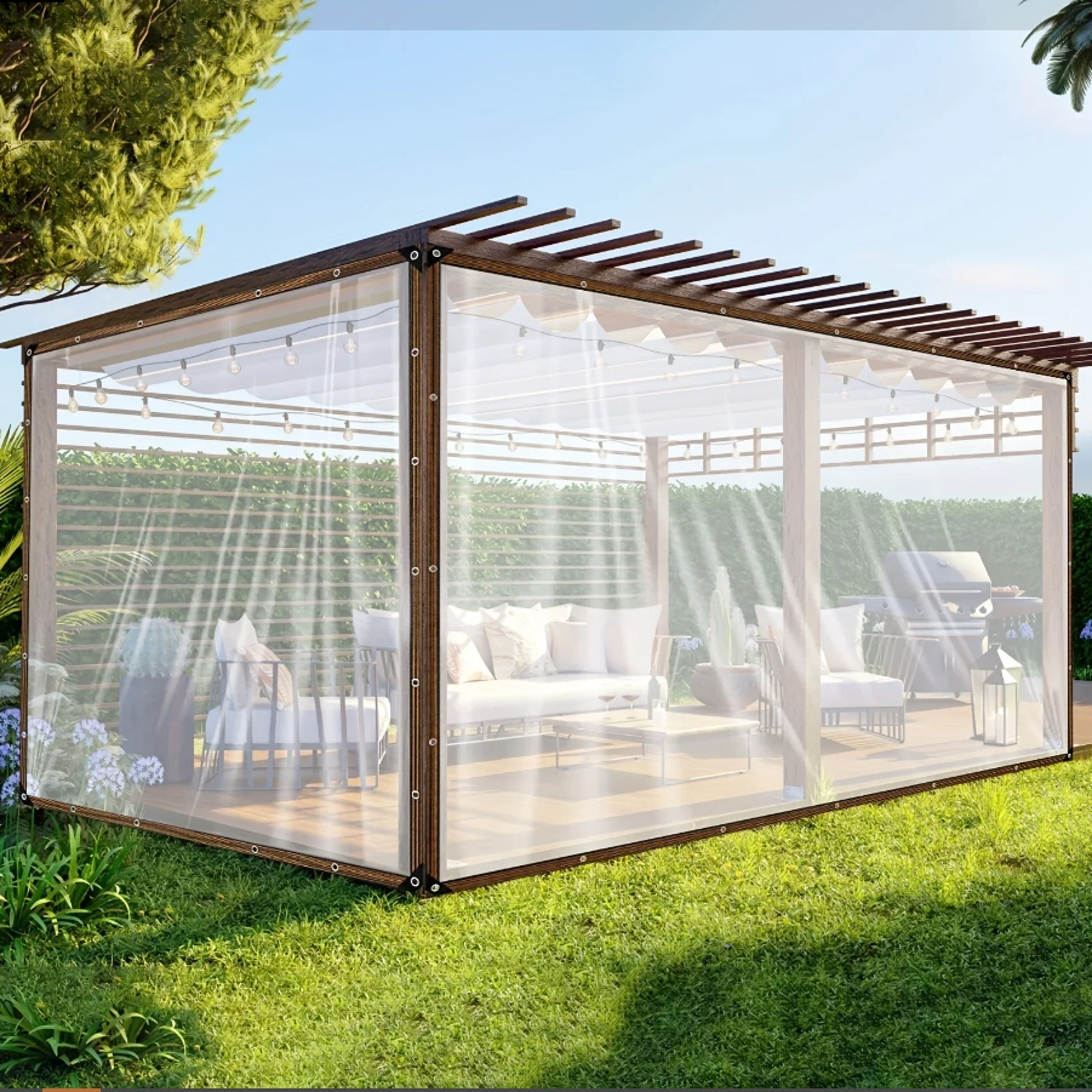 Clear Waterproof Tarp with Grommets for Patio Garden and Greenhouse Cover – view 7