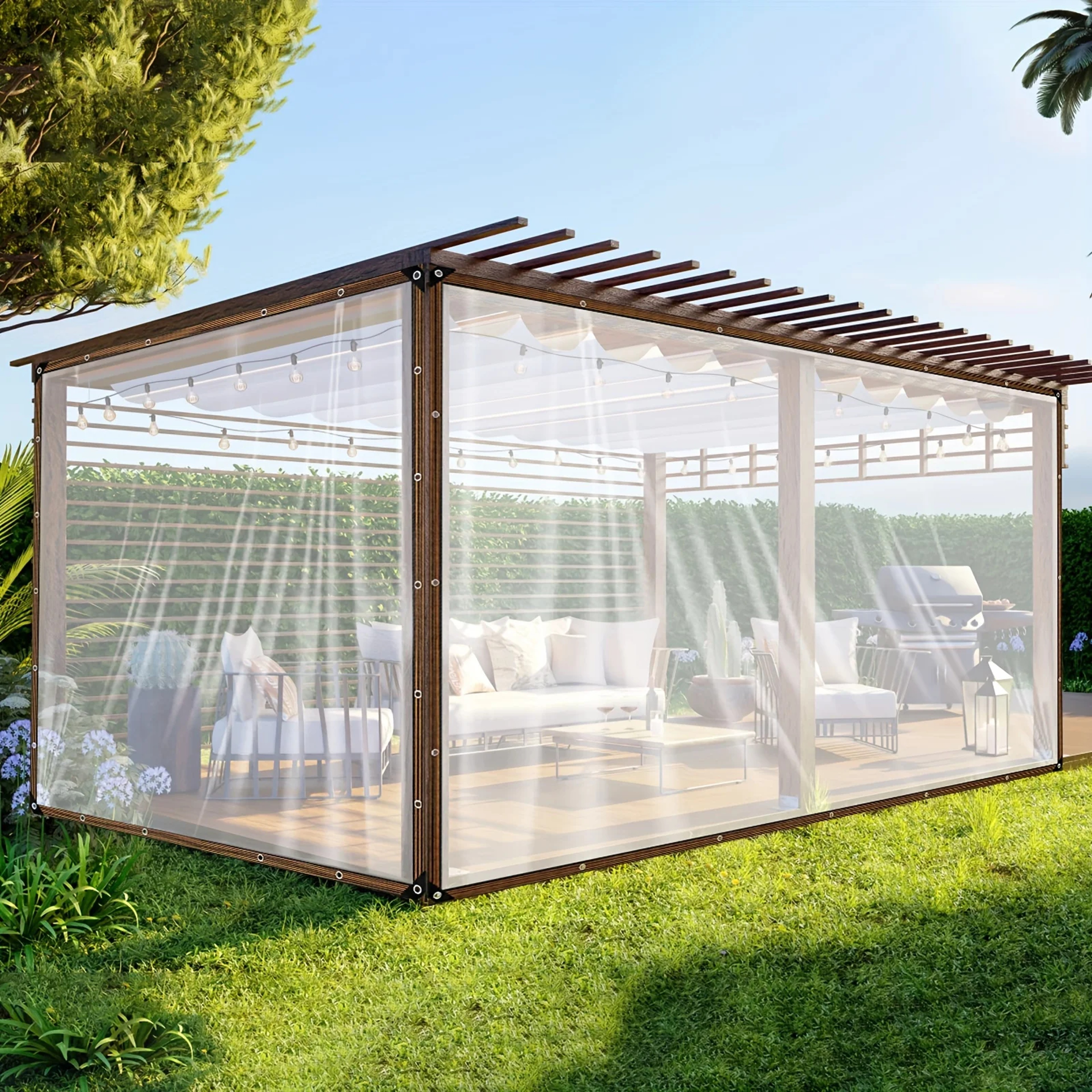 Clear Waterproof Tarp with Grommets for Patio Garden and Greenhouse Cover – view 3
