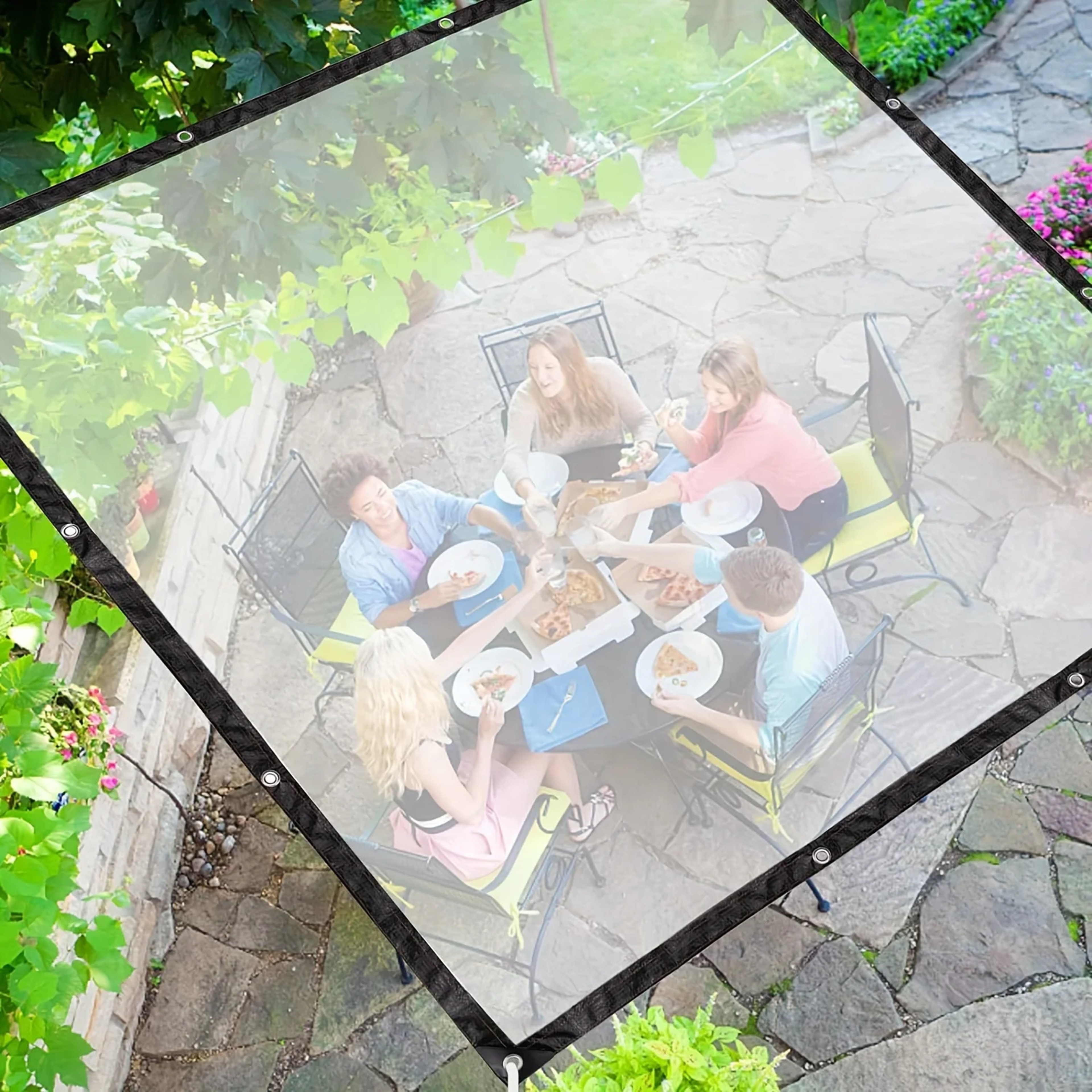 Clear Waterproof Tarp with Grommets for Patio Garden and Greenhouse Cover – view 4