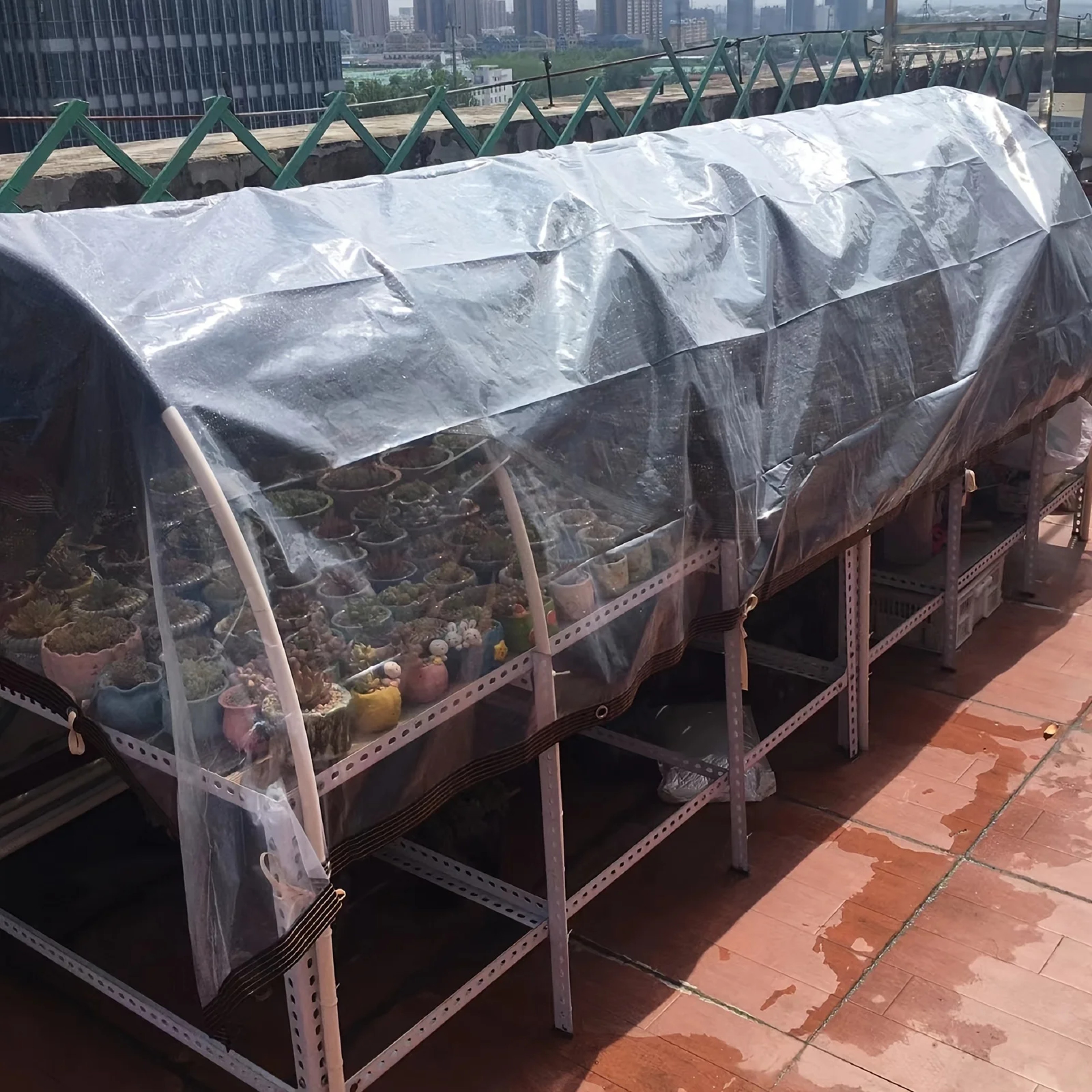 Clear Waterproof Tarp with Grommets for Patio Garden and Greenhouse Cover – view 5